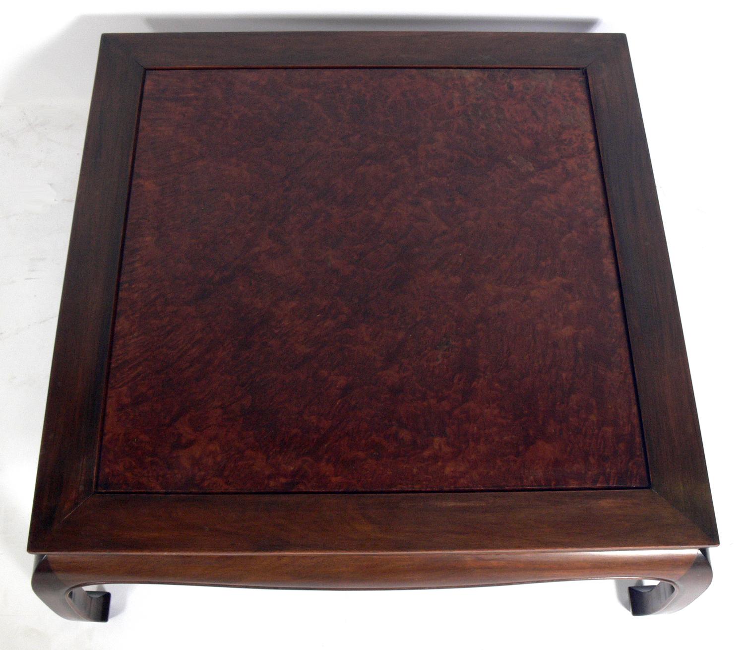 Midcentury Asian coffee table, Asian, circa 1950s. Beautiful graining to the wood.