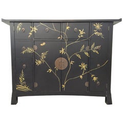 Midcentury Asian Hand-Painted Server Credenza