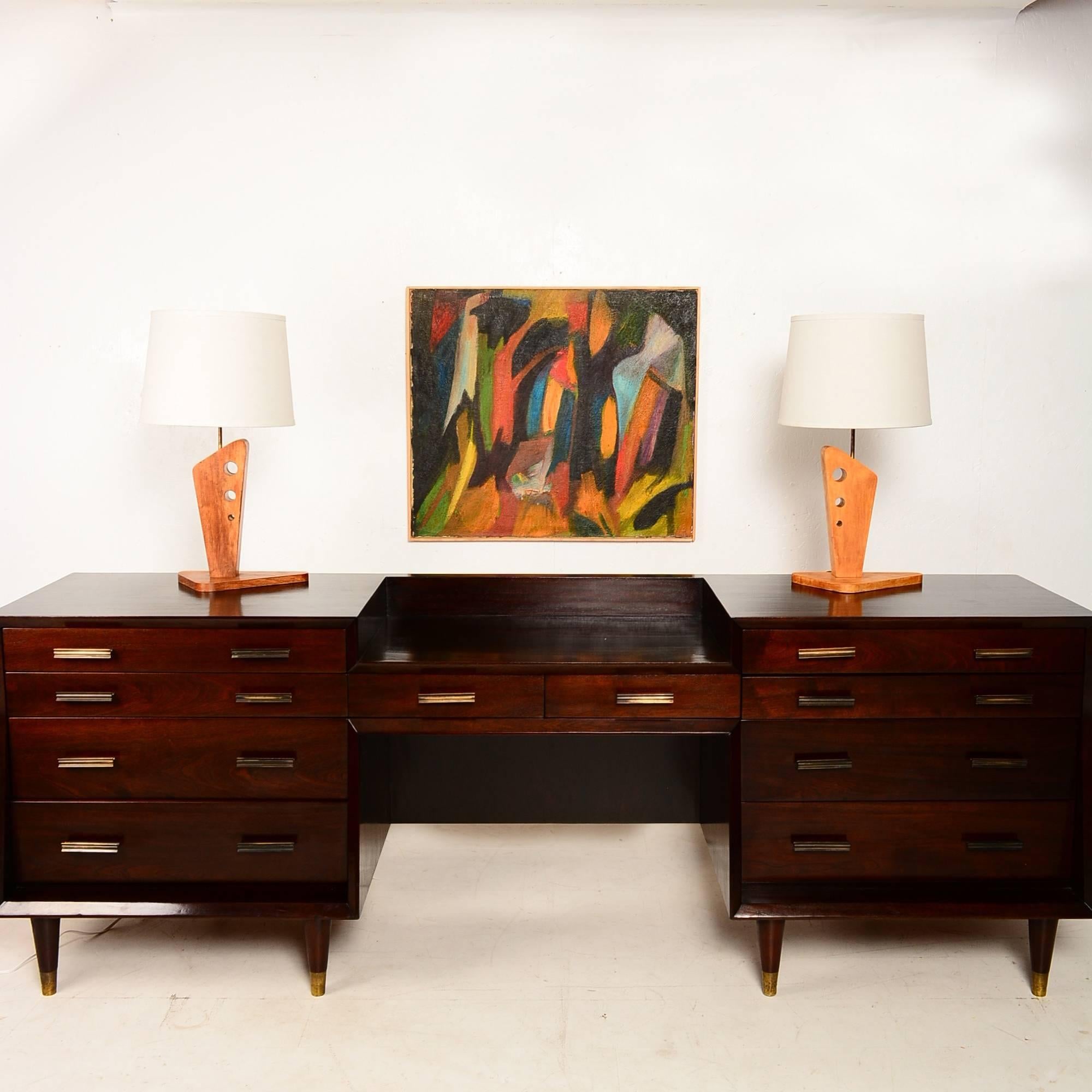 Mid-Century Modern Midcentury Atomic Wooden Table Lamps by Georg Gin, 1950s