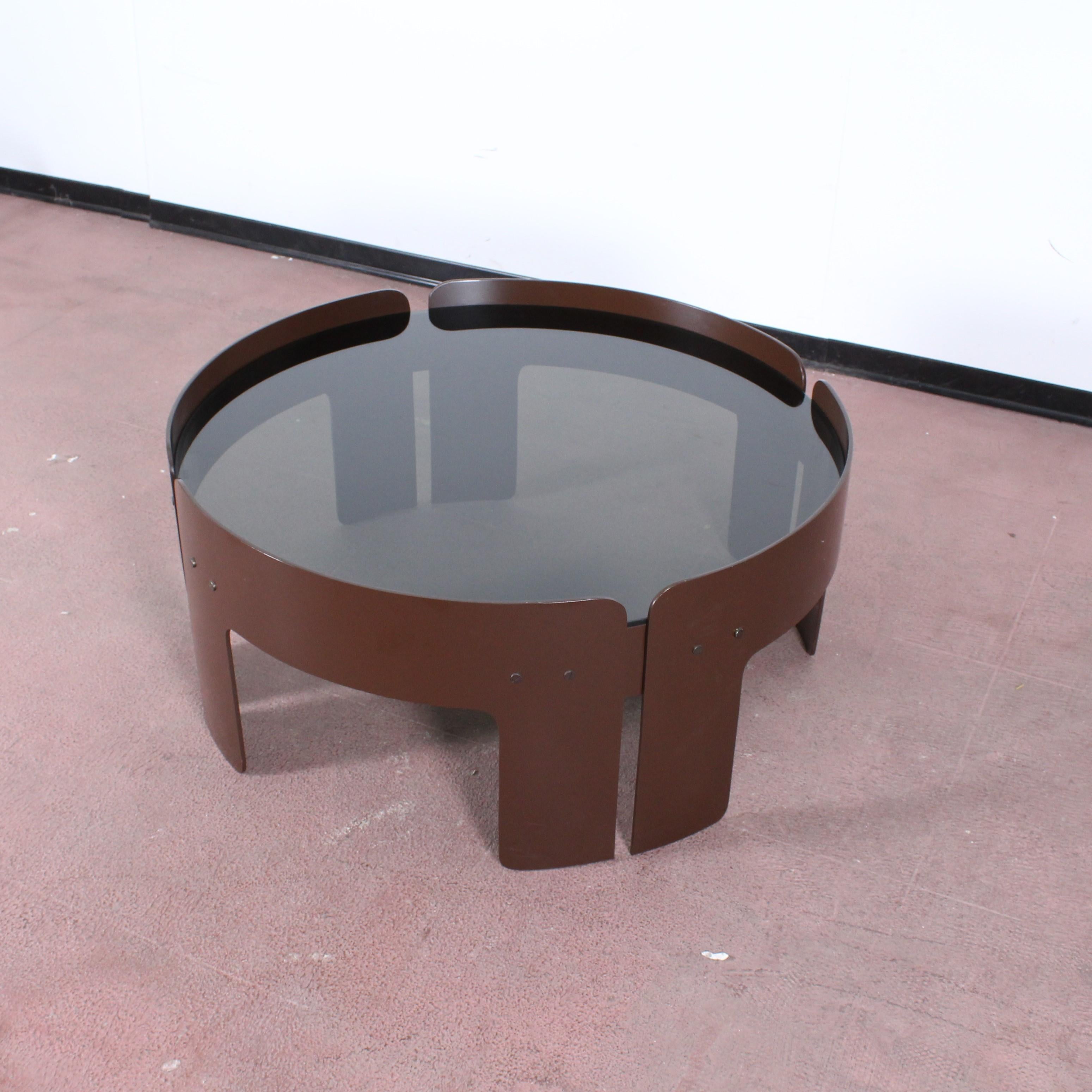 Mid-Century Modern Midcentury Attributed to Salocchi Round Brown Plastic Coffee Table, Italy, 1970s