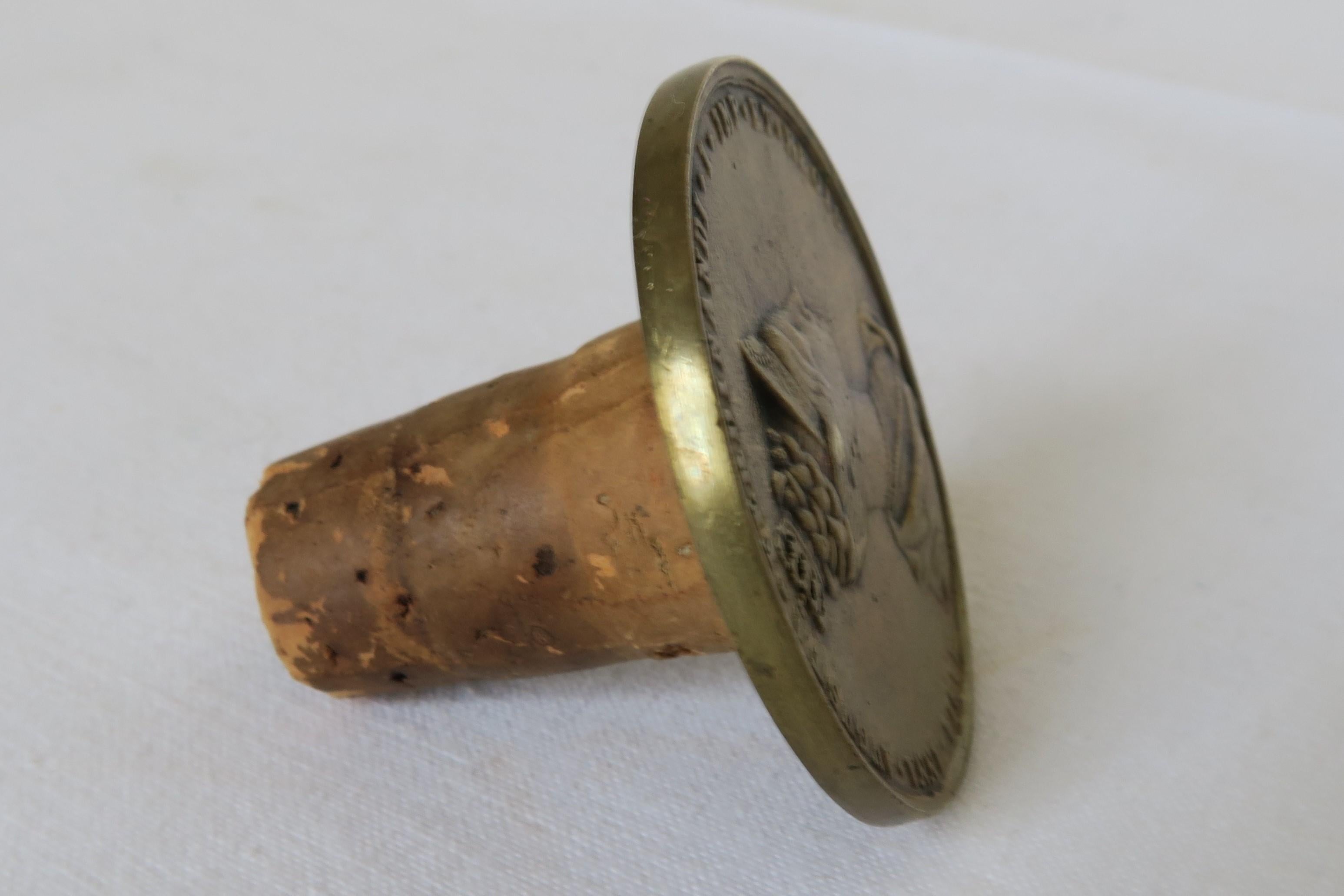 Austrian Midcentury Auböck Bottle Stopper Historical Coin Motive For Sale