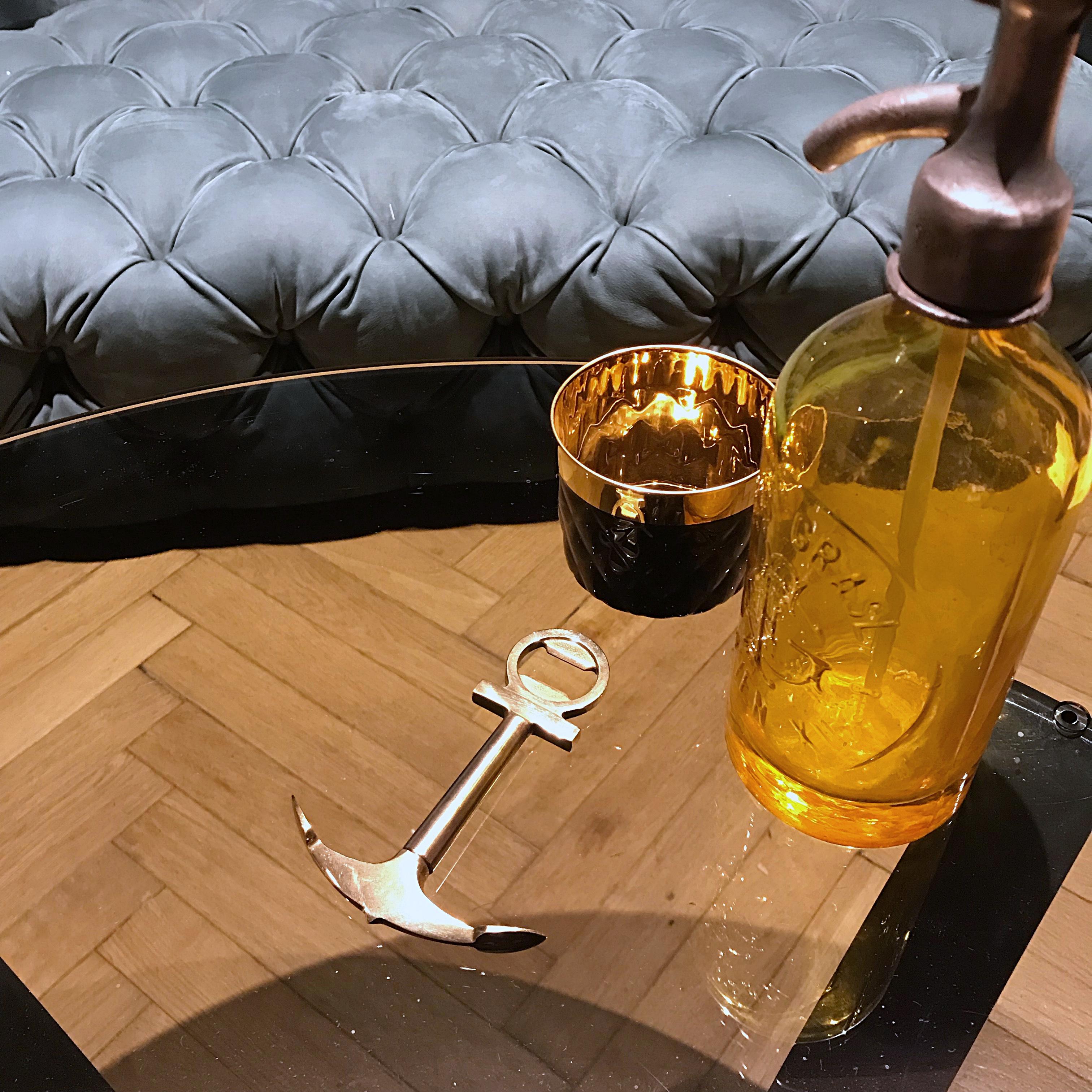 Midcentury Auböck Style Solid Brass Anchor Wine Bottle Opener, 1950s, Germany In Excellent Condition In Biebergemund, Hessen