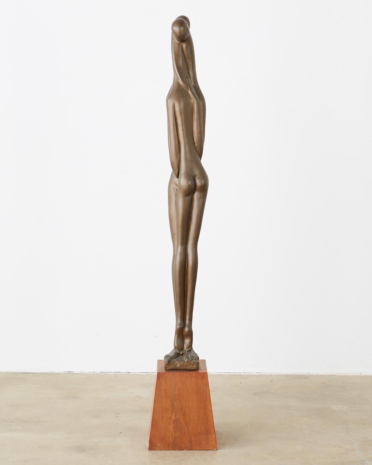 Midcentury Austin Sculpture Bronzed Abstract Nude Lovers 1