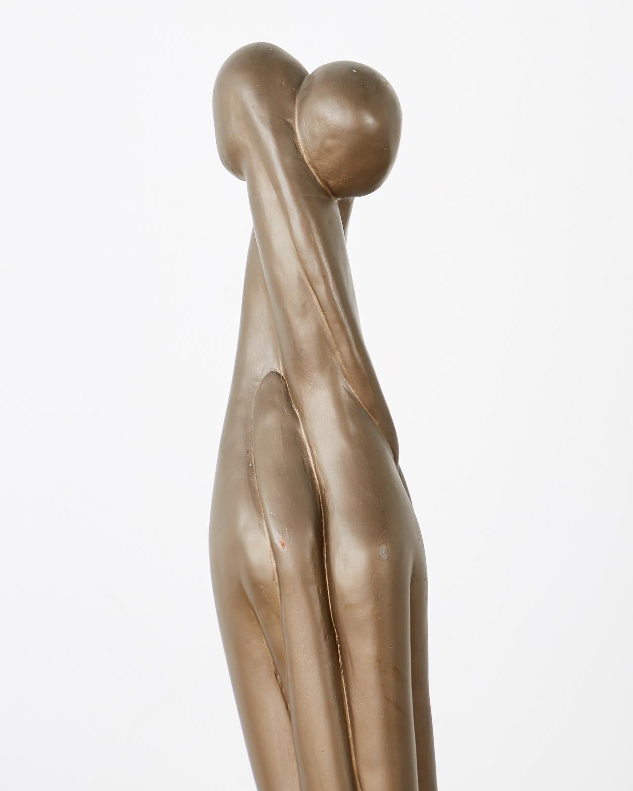 Midcentury Austin Sculpture Bronzed Abstract Nude Lovers 5