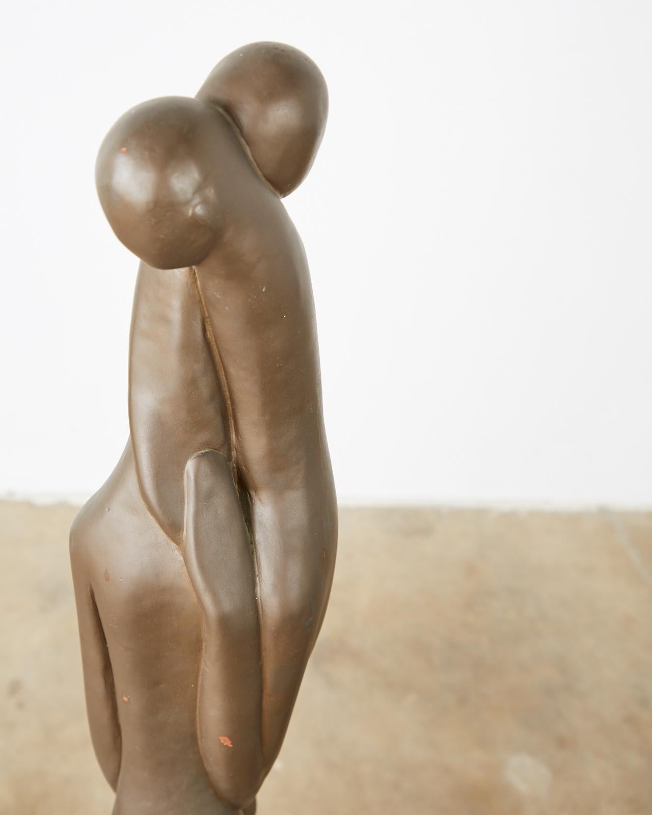 Midcentury Austin Sculpture Bronzed Abstract Nude Lovers 6