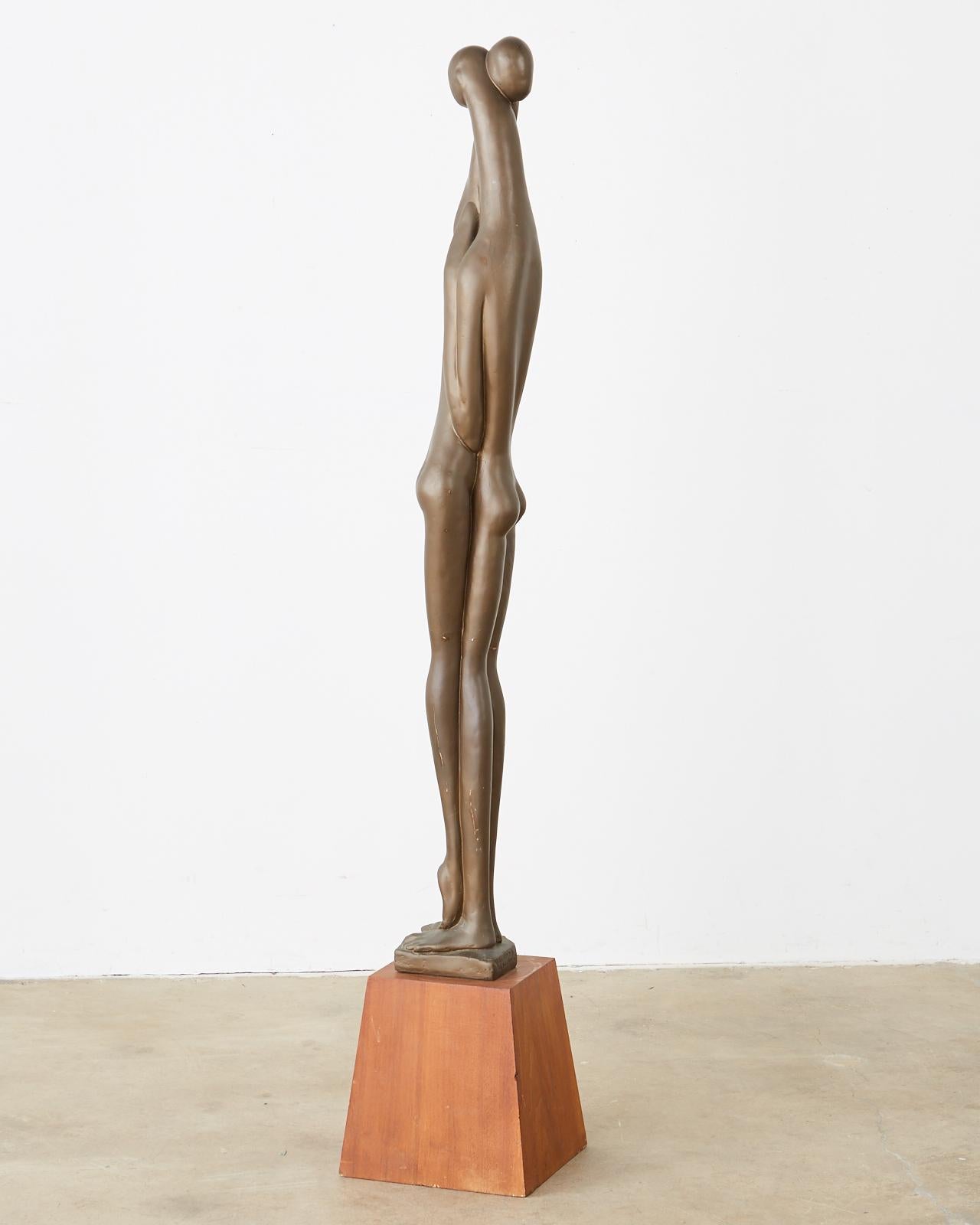 American Midcentury Austin Sculpture Bronzed Abstract Nude Lovers