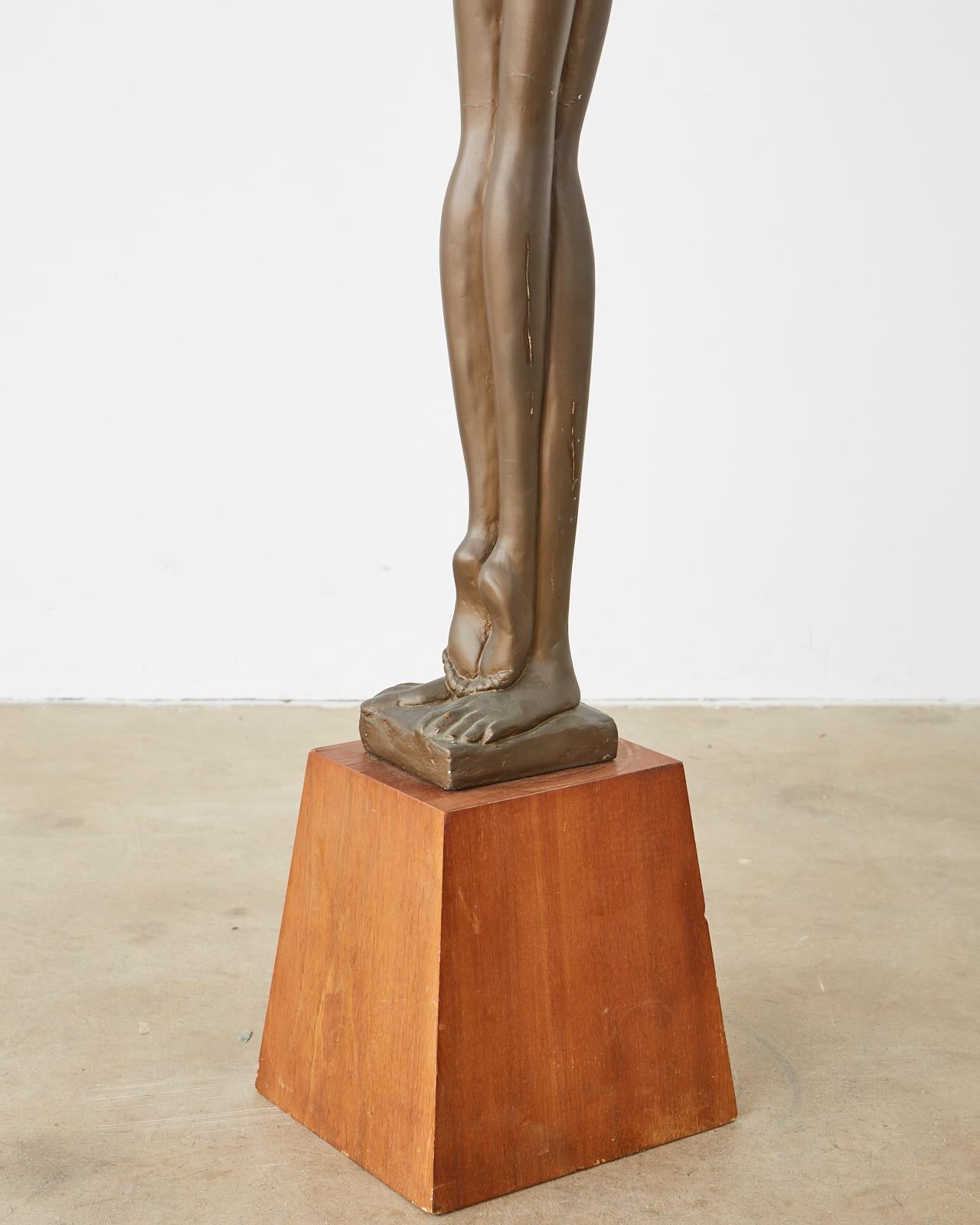 Wood Midcentury Austin Sculpture Bronzed Abstract Nude Lovers