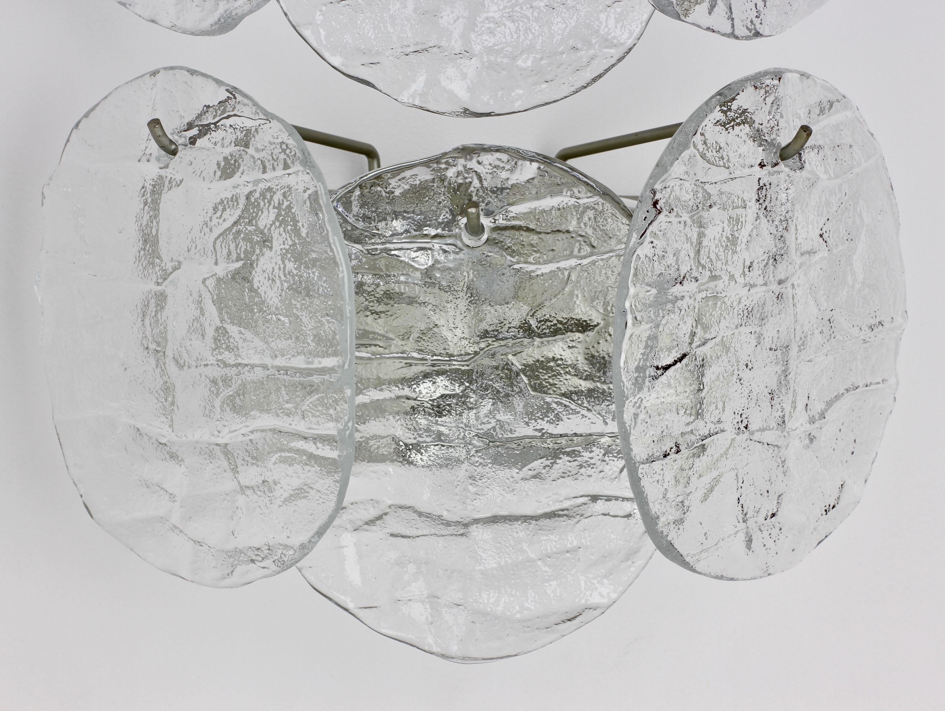 Midcentury Austrian Pair of Kalmar Ice Crystal Glass Wall Lights / Sconces 1960s For Sale 8