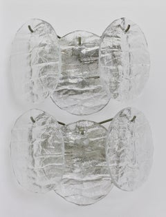 Paar österreichische Kalmar-Eiskristallglas-Wandleuchten aus der Mitte des Jahrhunderts / Wandleuchter 1960er Jahre