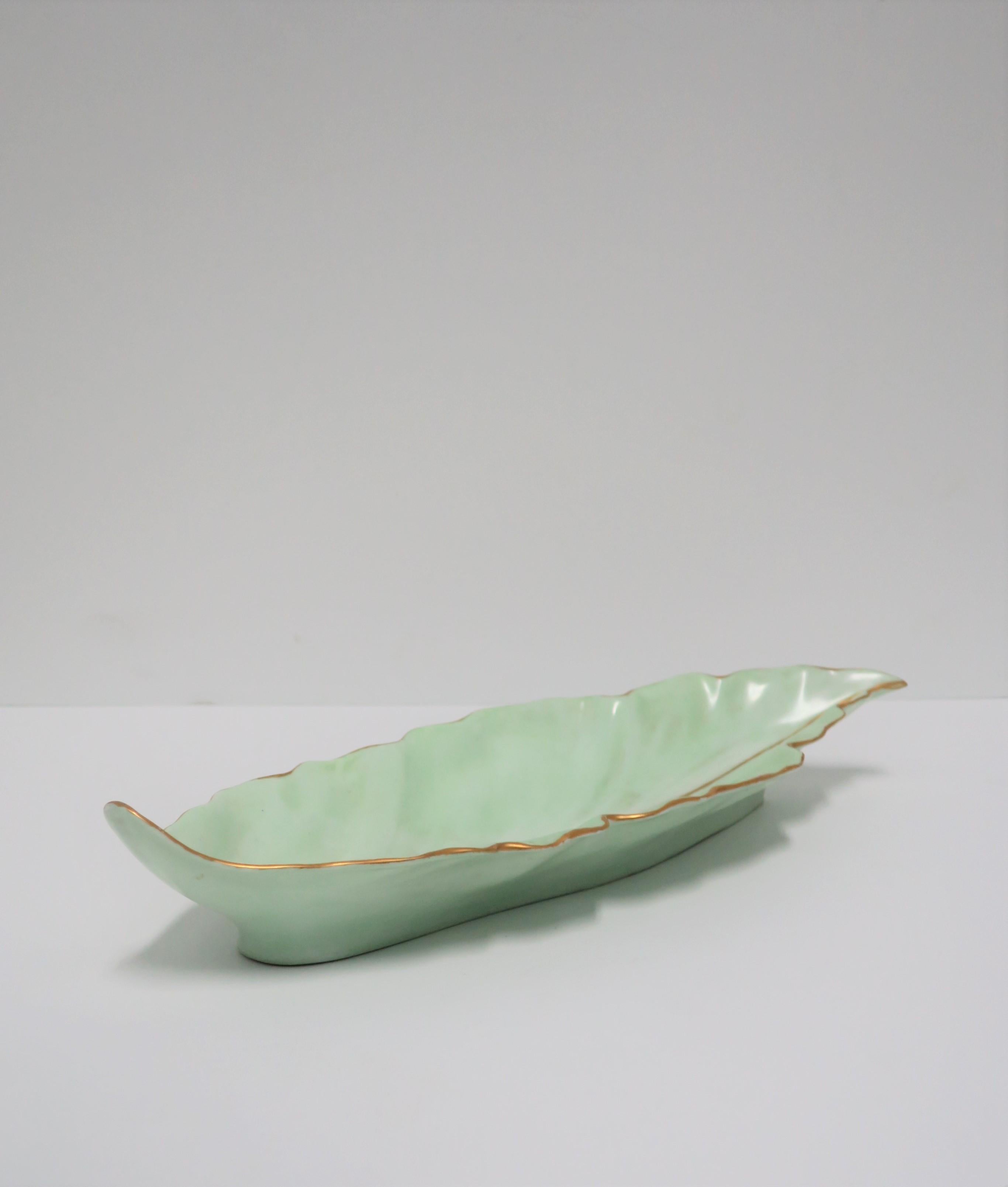 Midcentury Austrian Porcelain Oblong Leaf Dish 1