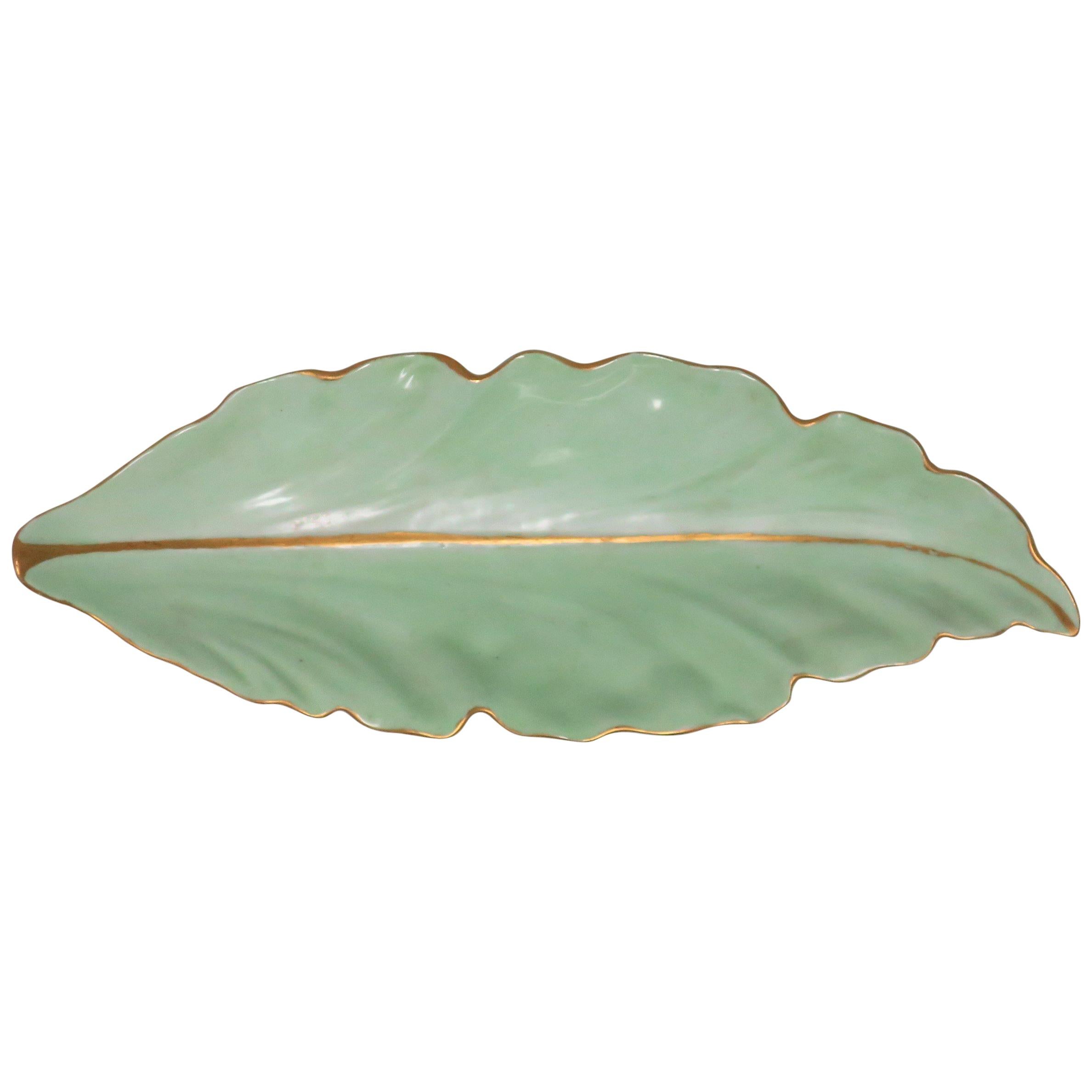 Midcentury Austrian Porcelain Oblong Leaf Dish