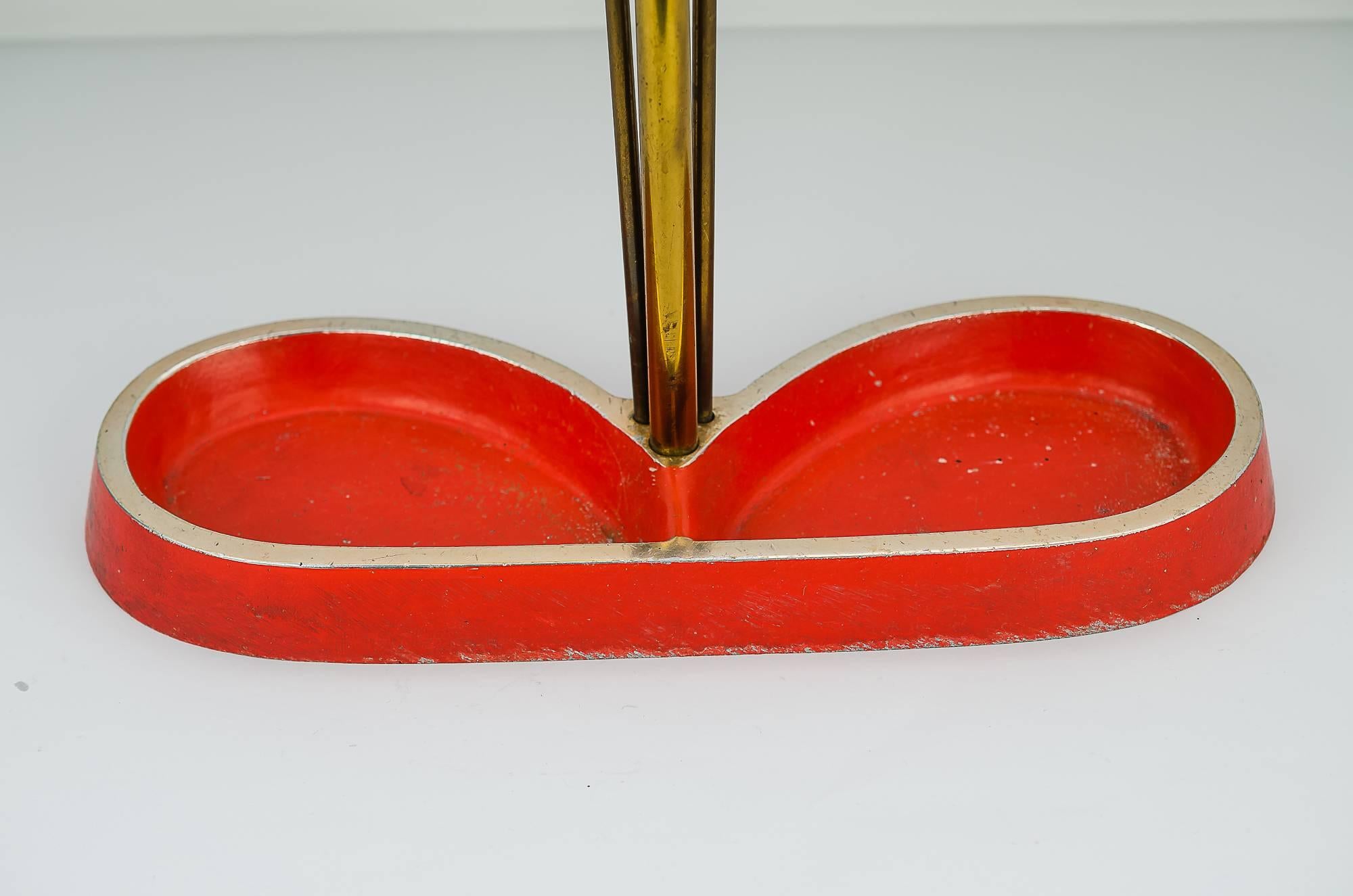 Midcentury Austrian Umbrella Stand, Red, circa 1950s For Sale 2