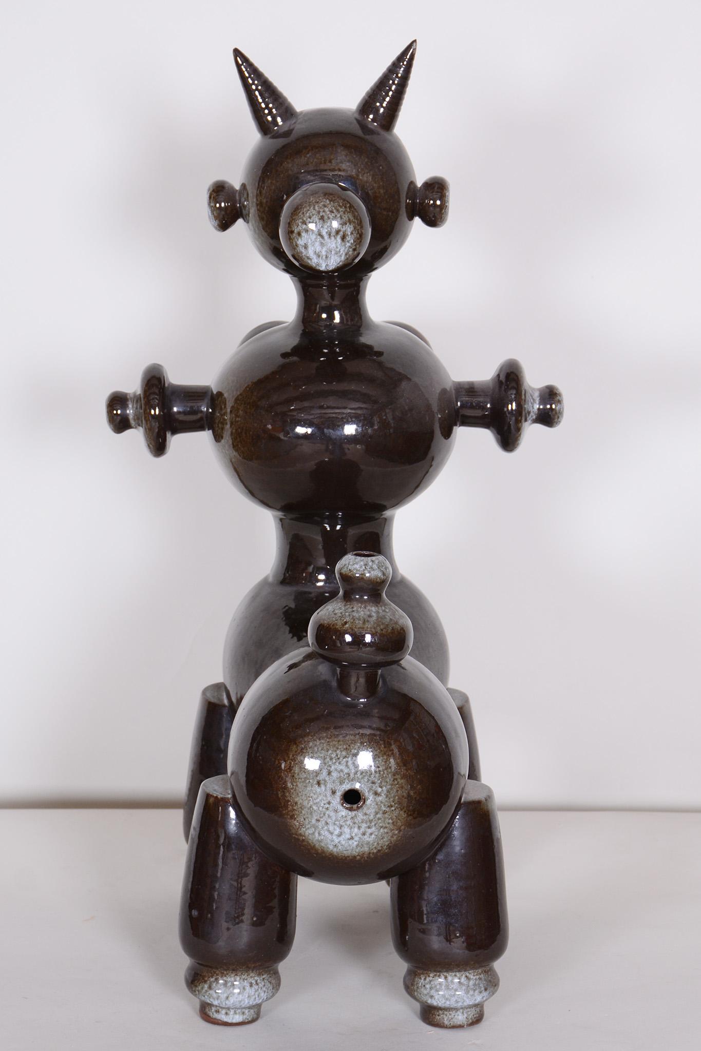 Midcentury Author Ceramic Sculpture, Original Condition, Undamaged Czechia 1960s In Good Condition For Sale In Brandys nad Labem, Středočeský kraj