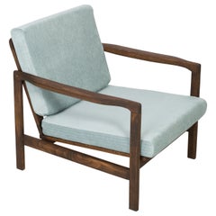 Samt-Sessel mit babyblauem Muster aus der Mitte des Jahrhunderts:: Zenon Baczyk:: 1960er Jahre