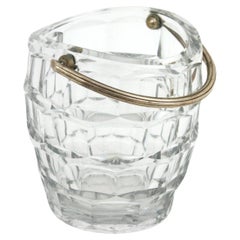 Retro Midcentury Baccarat Cut Crystal and Silver Ice Bucket, 1950s