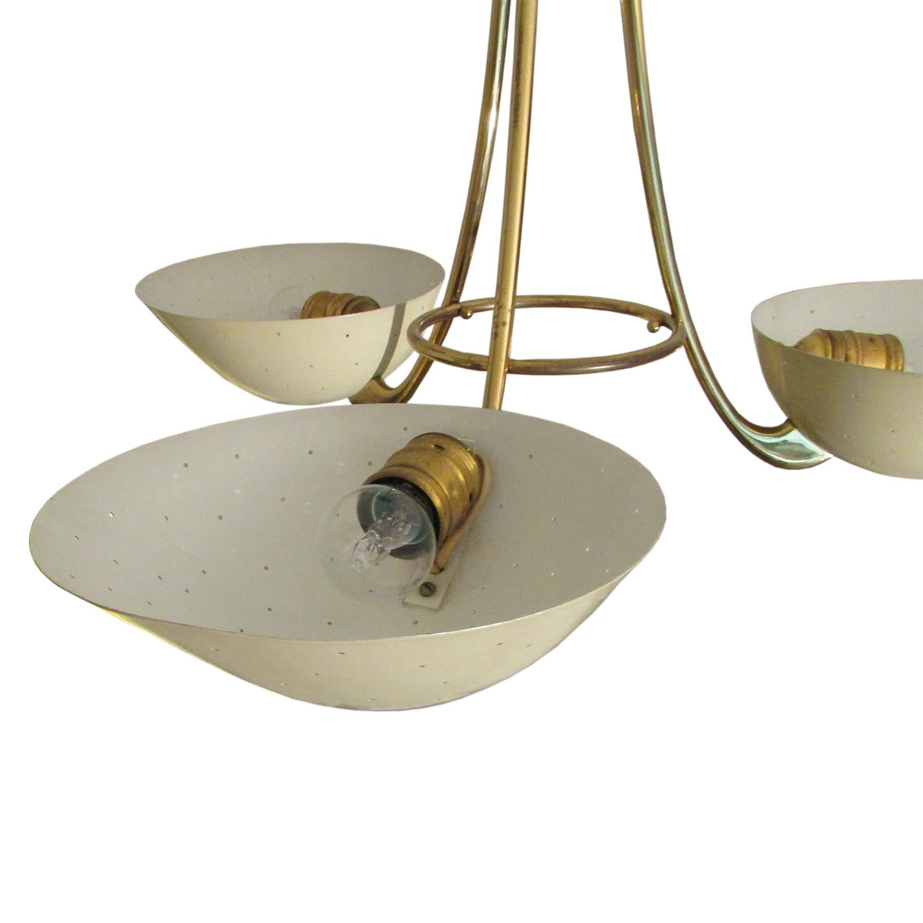 Lacquered Mid-Century Modern 1950 Brass BAG Turgi Pendant Lamp, Switzerland