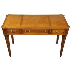 Midcentury Baker Furniture Walnut Parquetry Neoclassical Writing Library Desk