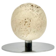 Mid-Century Ball Sculpture Paperweight in Steel and Travertine, Italy, 1970s