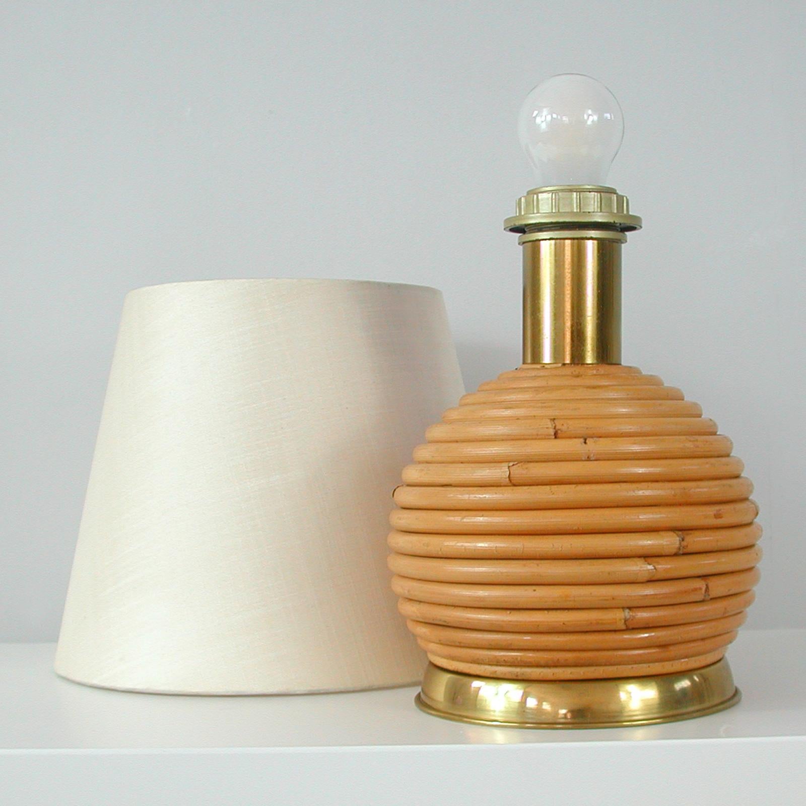 Midcentury Bamboo and Brass Globe Table Lamp, Vivai del Sud attr. Italy 1960s For Sale 3