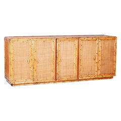 Midcentury Bamboo and Grasscloth Sideboard or Credenza