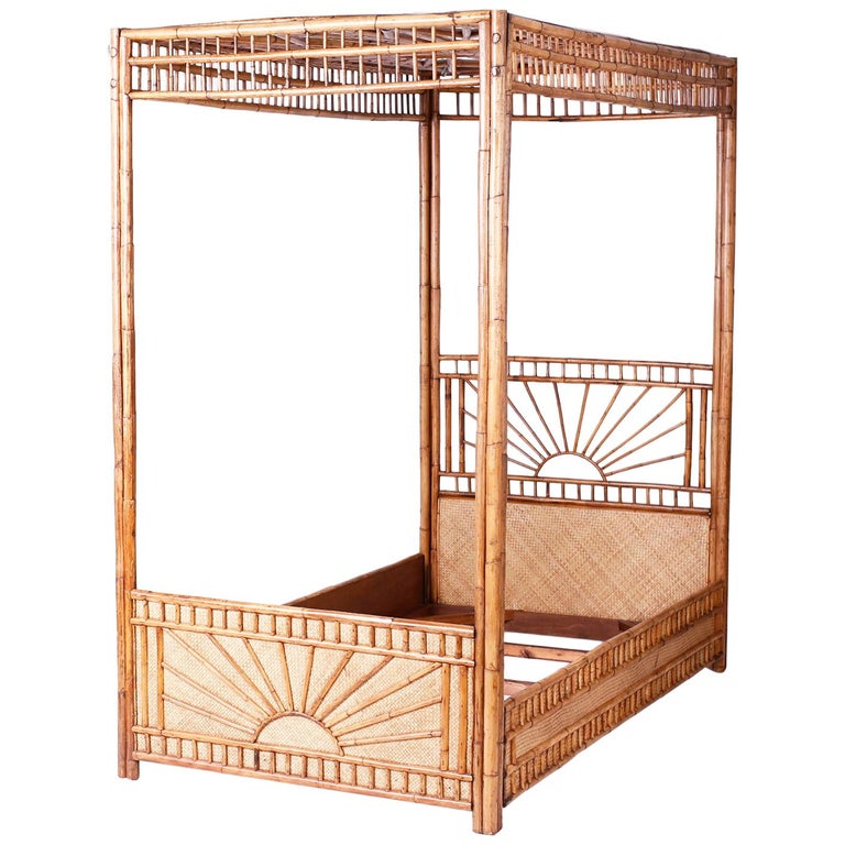 Grasscloth Twin Canopy Bed Frame, Bamboo Bed Frame Philippines