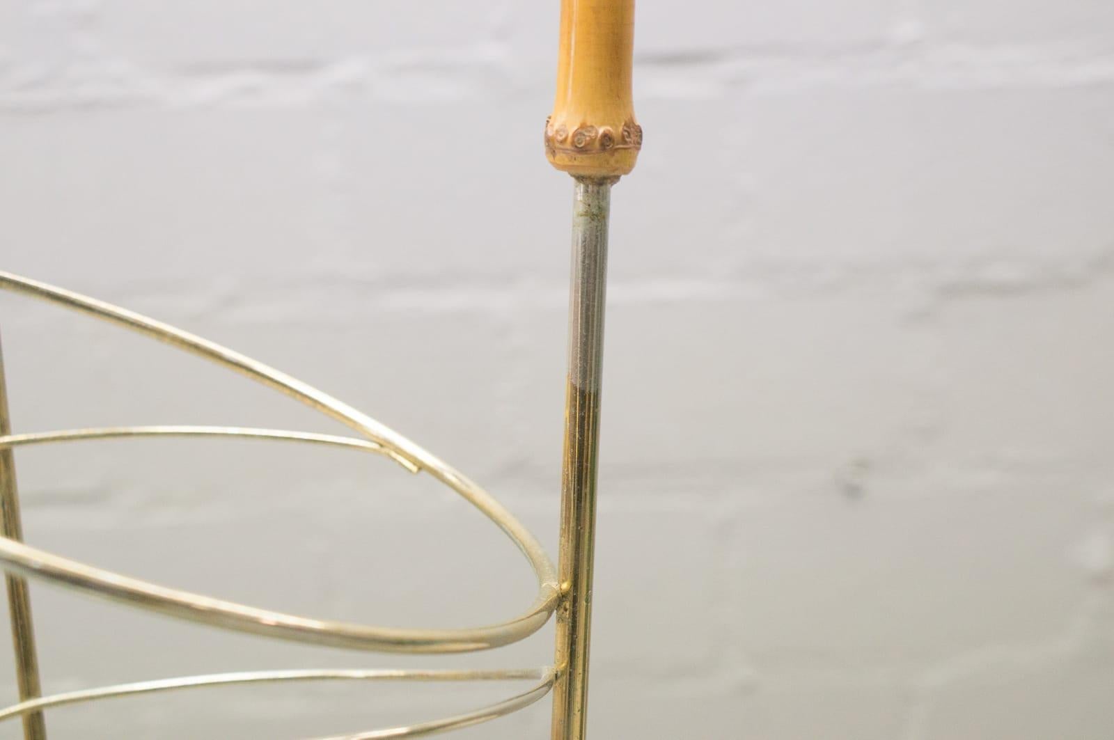 Mid-20th Century Midcentury Bamboo and Metal Umbrella Stand, 1960s