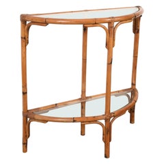 Vintage Midcentury Bamboo and Rattan Arched Console in the Style of Albini, 1970s