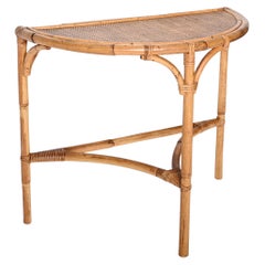 Vintage Midcentury Bamboo and Rattan Arched Console in the Style of Albini, 1970s