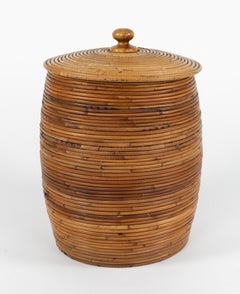 Midcentury Bamboo and Rattan Basket Vivai Del Sud Style, Italy 1970s