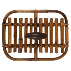 Midcentury Bamboo and Rattan Coat Rack by Olaf von Bohr, Italy 1960s