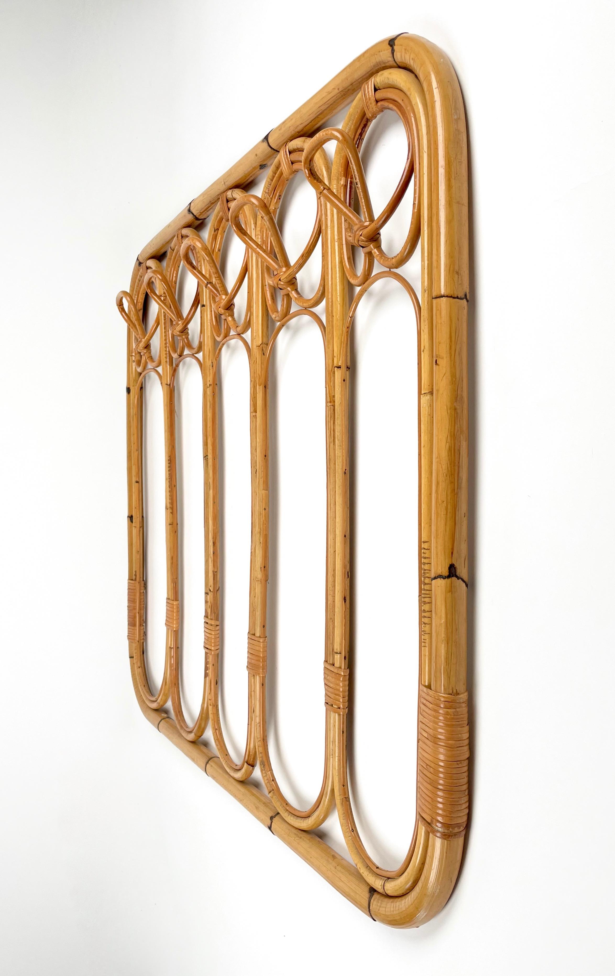 Mid-Century Bamboo and Rattan Coat Rack Stand, Italy, 1960s 5