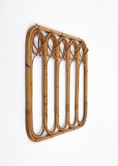 Midcentury Bamboo and Rattan Coat Rack Stand, Italy 1960s