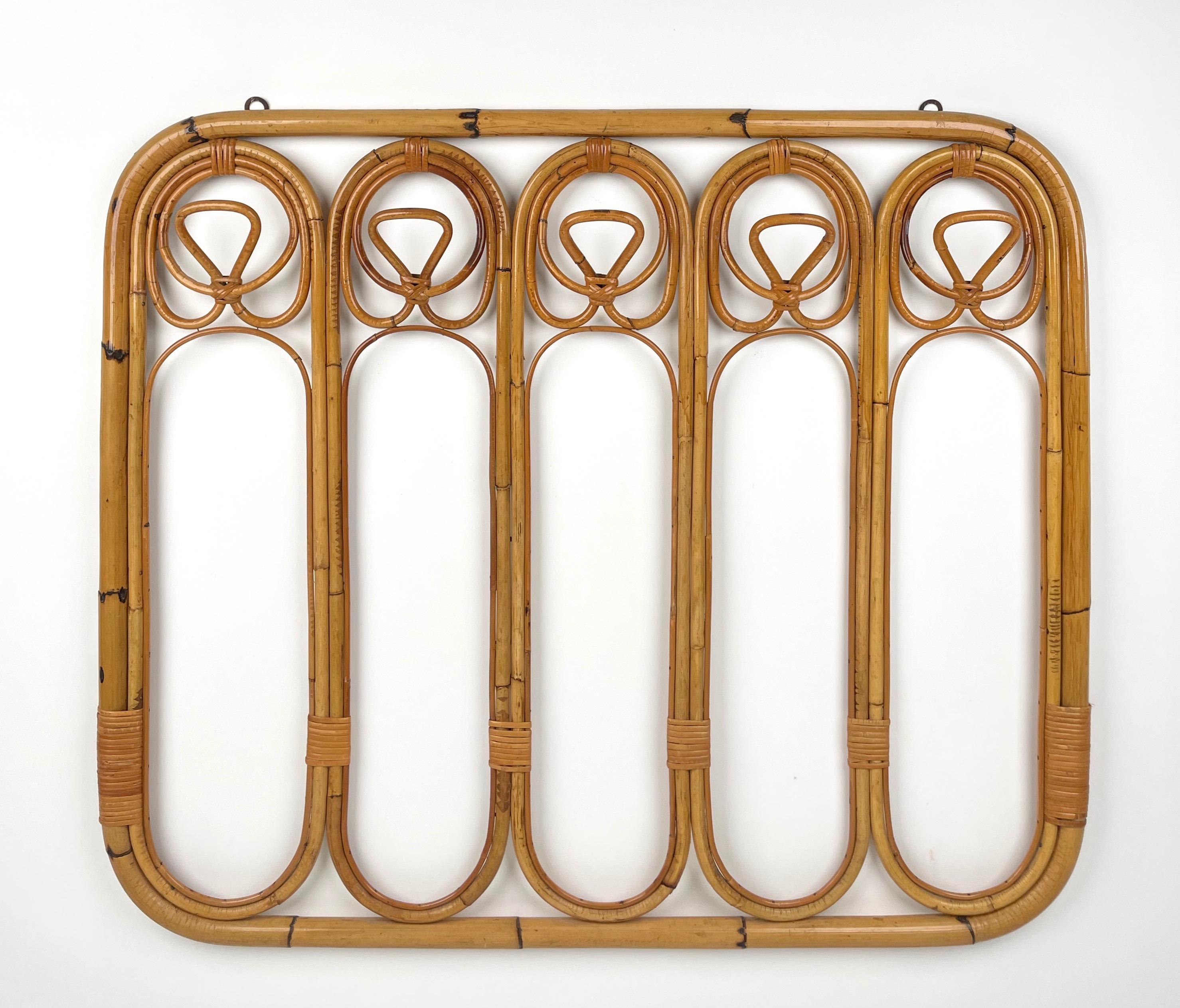 Mid-Century Bamboo and Rattan Coat Rack Stand, Italy, 1960s In Good Condition In Rome, IT