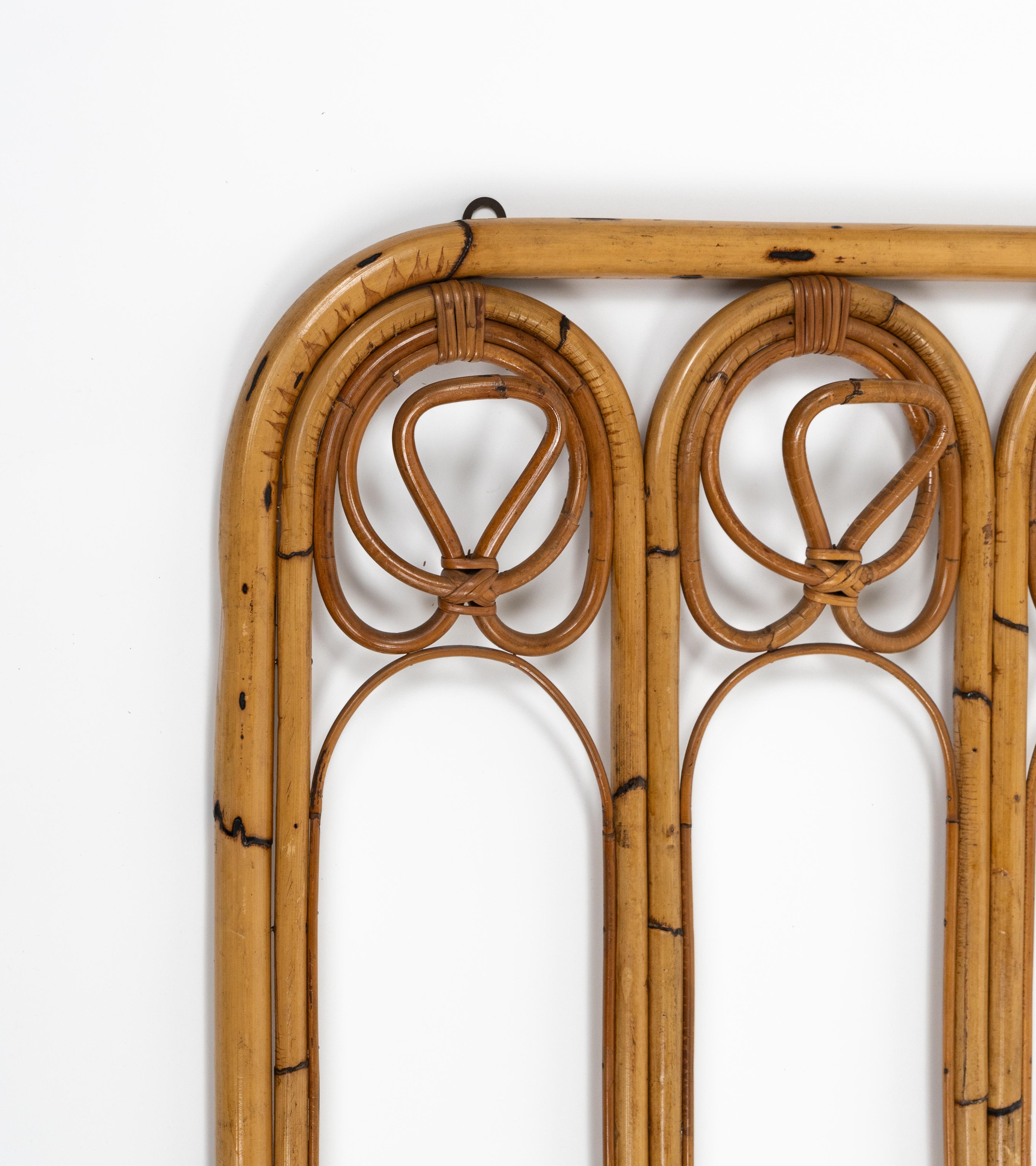 Midcentury Bamboo and Rattan Coat Rack Stand, Italy 1960s In Good Condition For Sale In Rome, IT