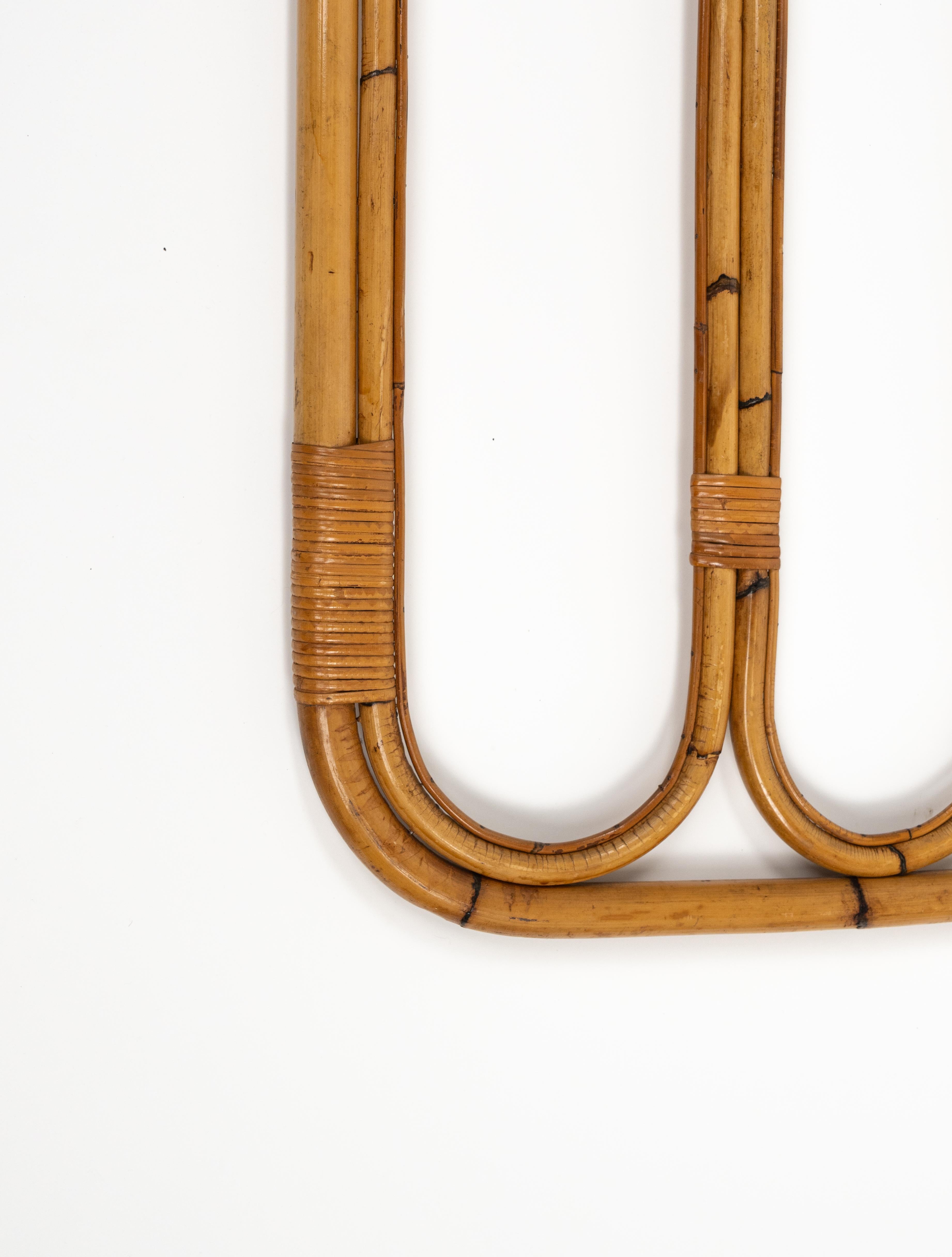 Mid-20th Century Midcentury Bamboo and Rattan Coat Rack Stand, Italy 1960s For Sale