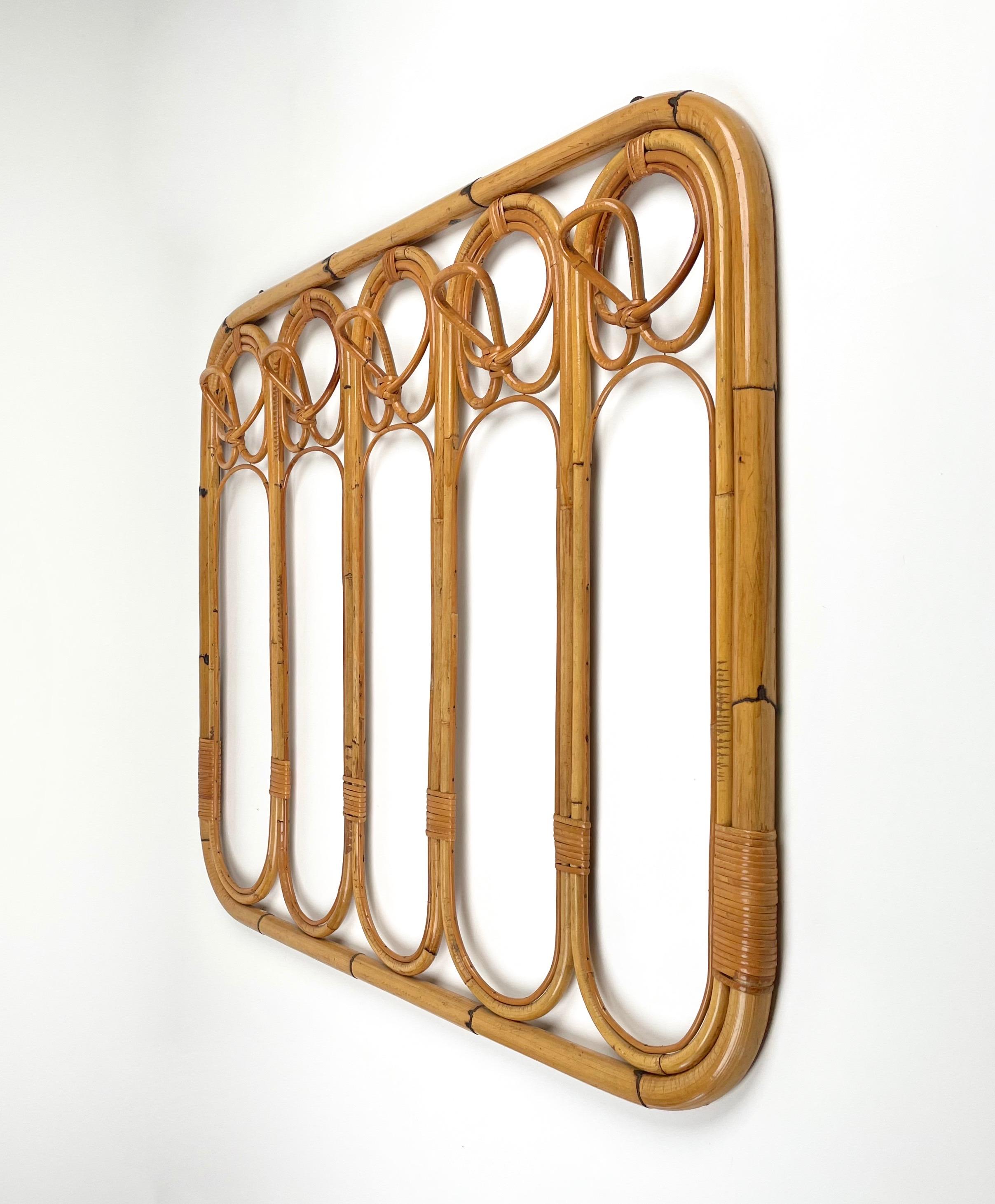Mid-Century Bamboo and Rattan Coat Rack Stand, Italy, 1960s 1