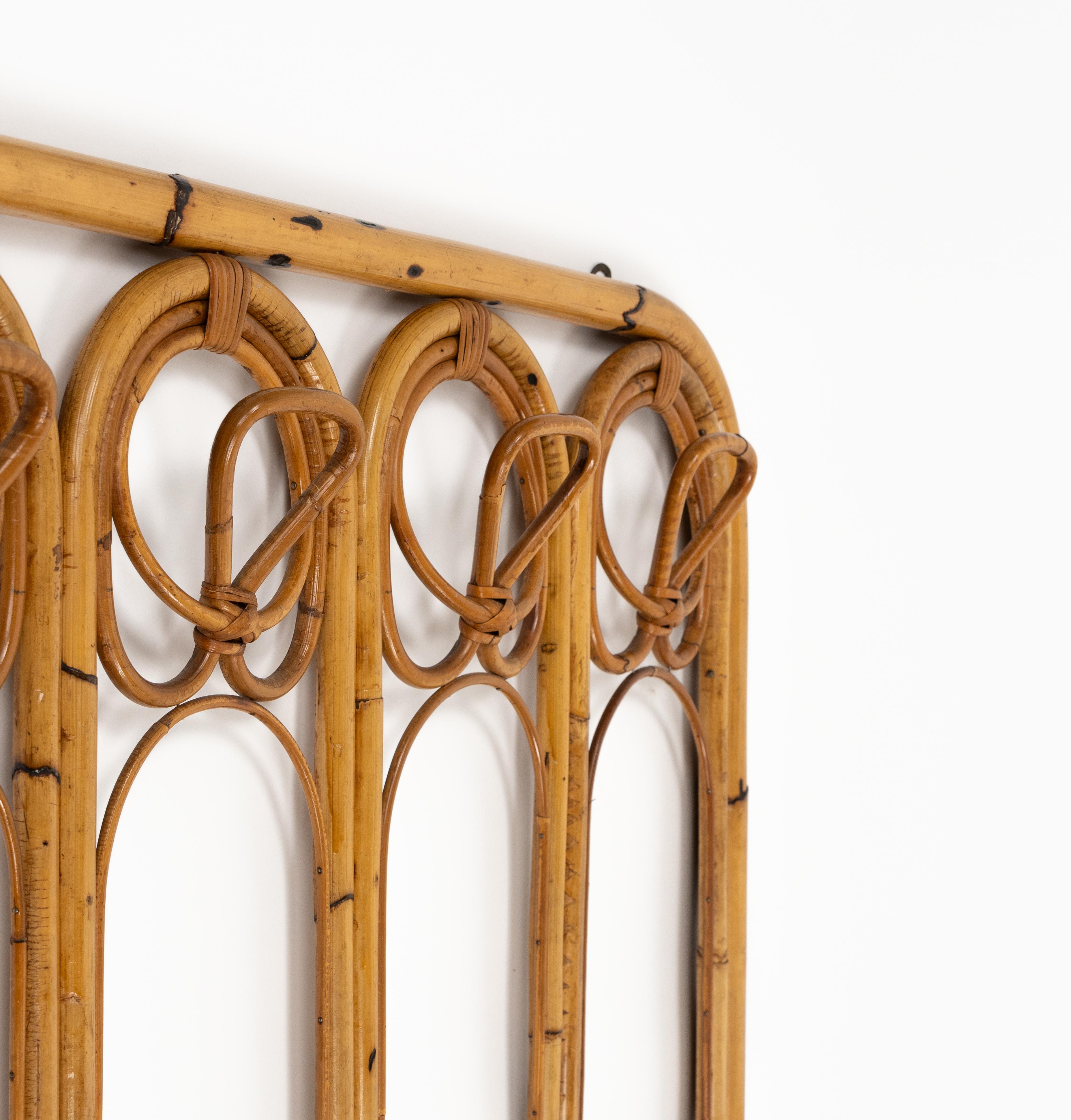 Midcentury Bamboo and Rattan Coat Rack Stand, Italy 1960s For Sale 1