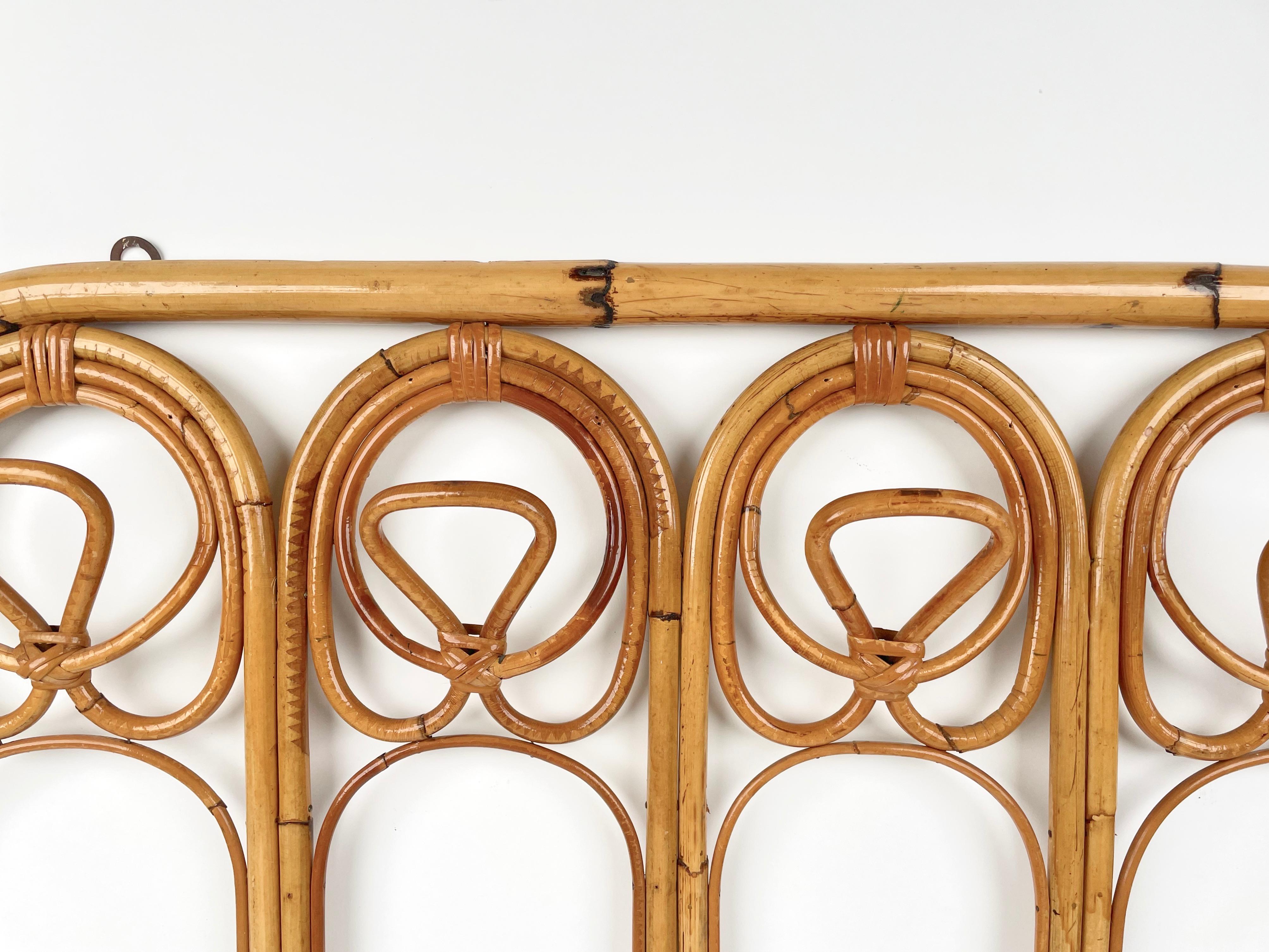 Mid-Century Bamboo and Rattan Coat Rack Stand, Italy, 1960s 2
