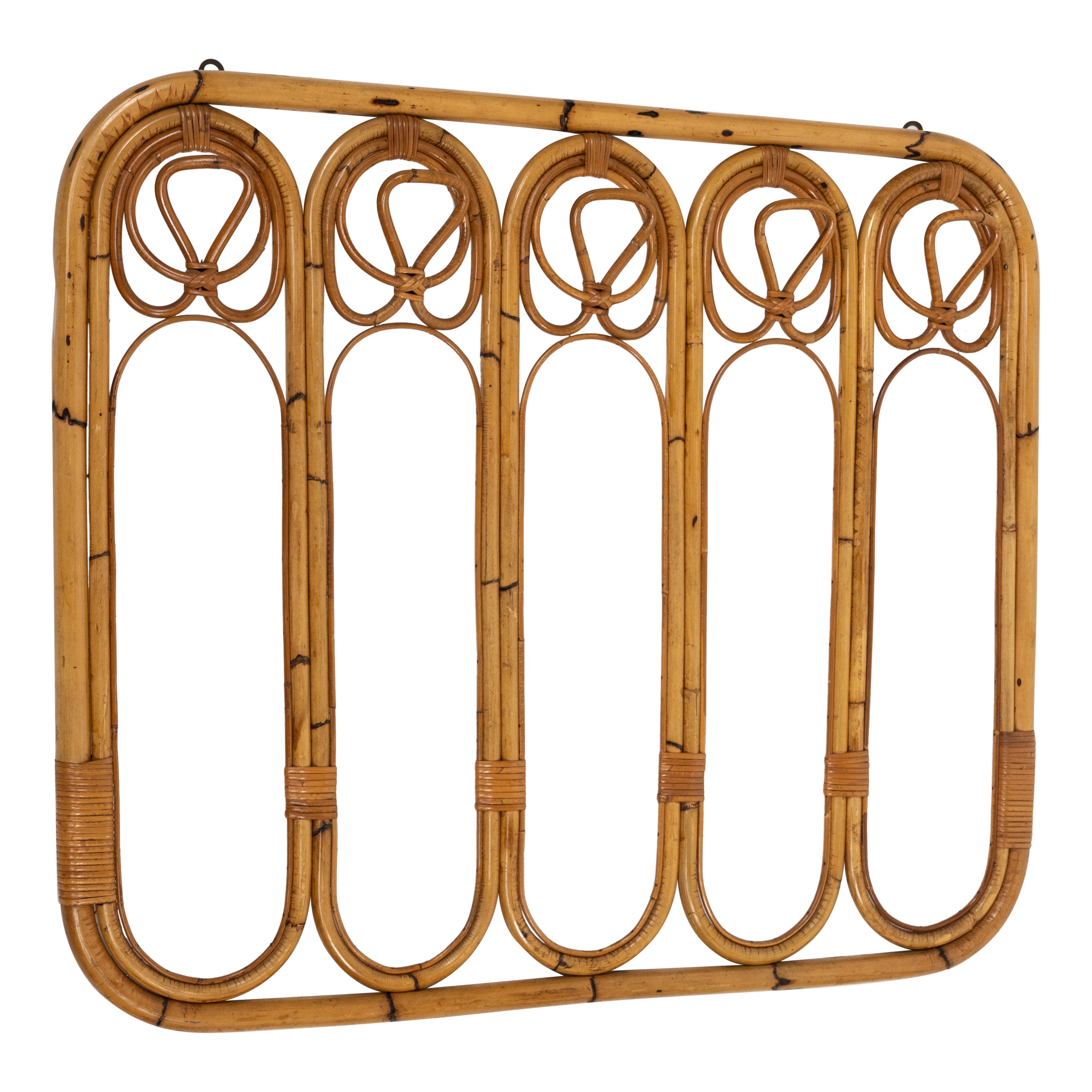 Midcentury Bamboo and Rattan Coat Rack Stand, Italy 1960s