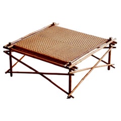 Midcentury Bamboo and Rattan Coffee Table