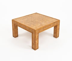 Midcentury Bamboo and Rattan Coffee Table Vivai Del Sud Style, Italy 1970s