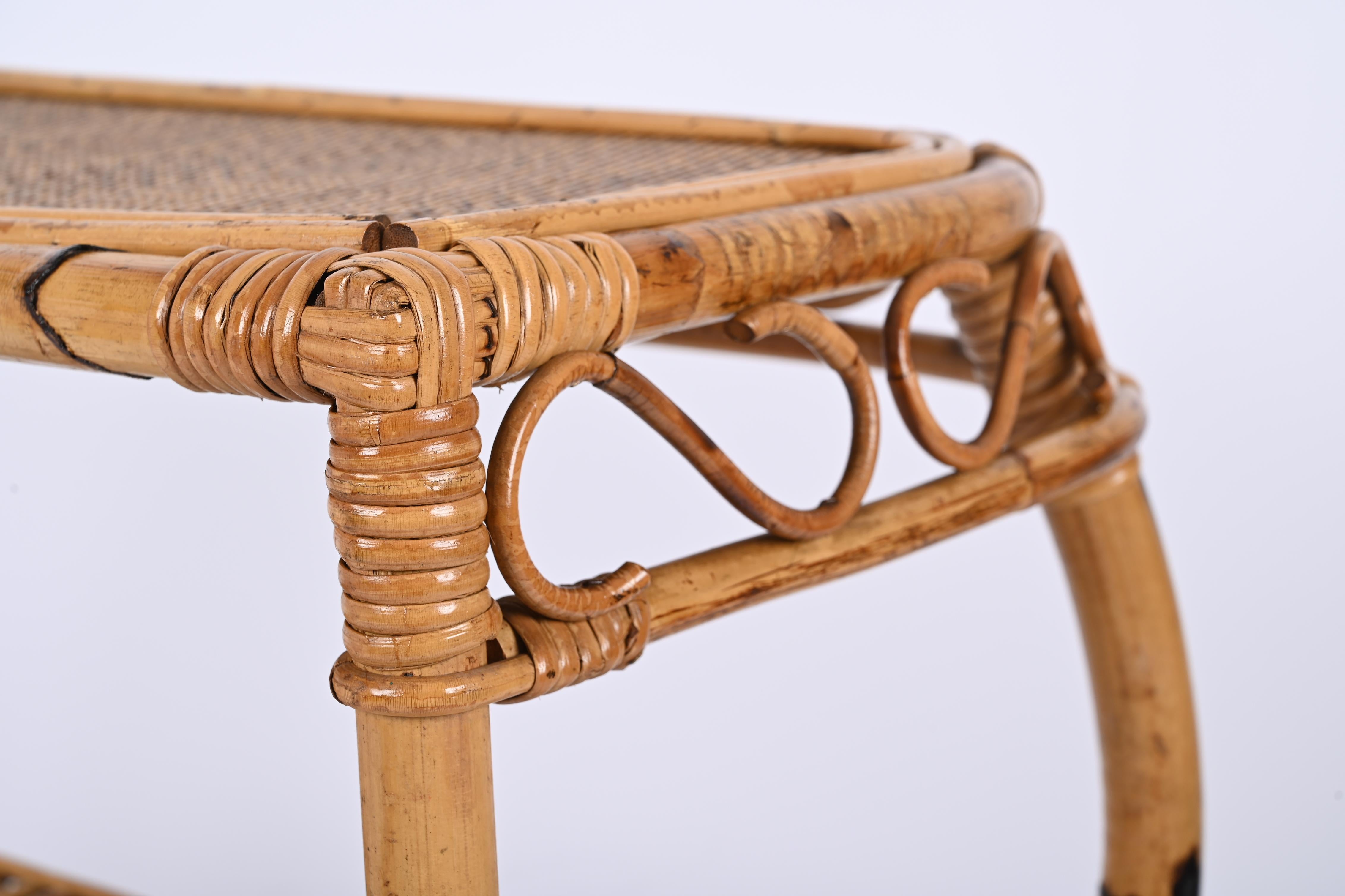 Midcentury Bamboo and Rattan Console Table, Franco Albini, Italy, 1960s For Sale 9