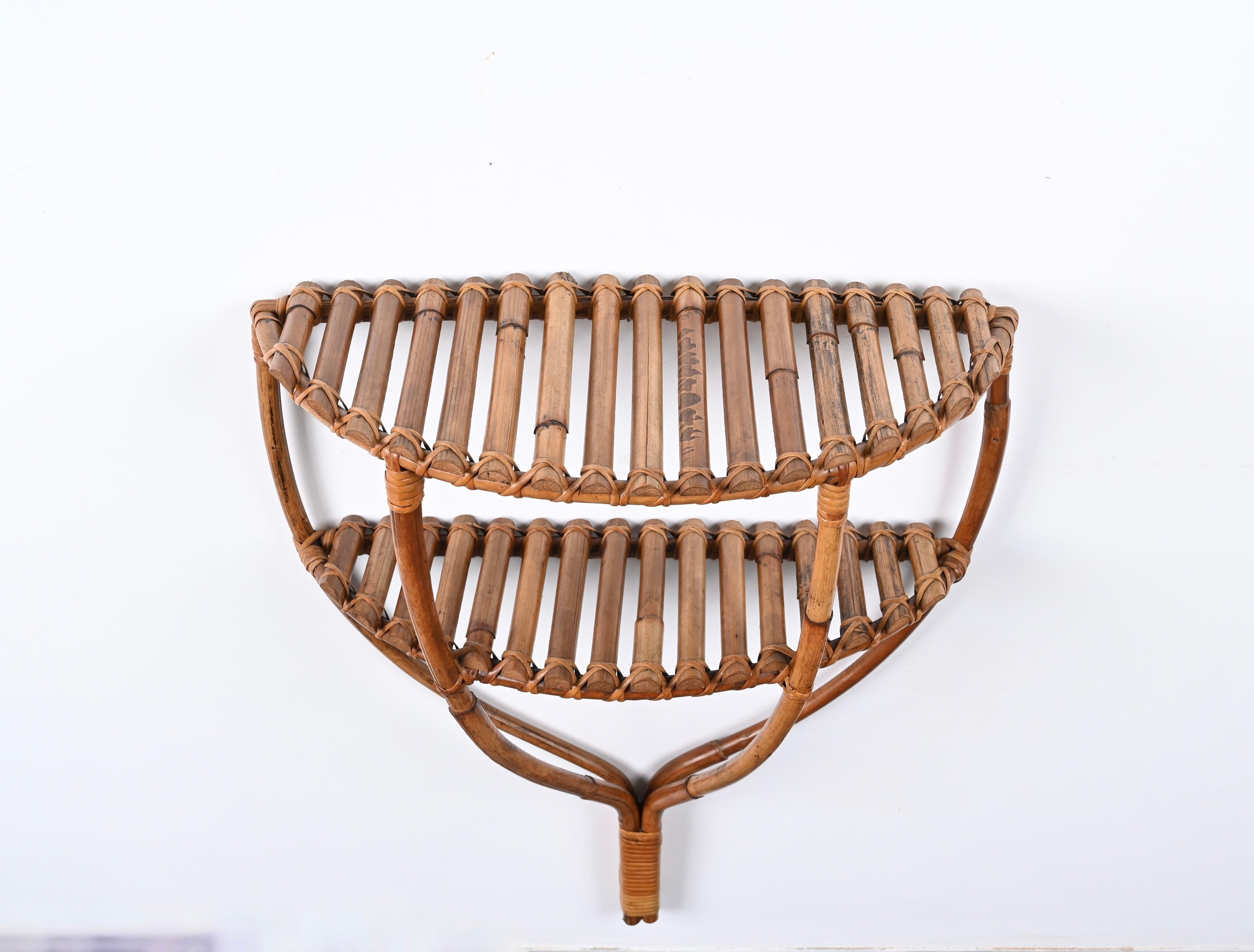 Midcentury Bamboo and Rattan Console Table, Olaf Von Bohr, Italy, 1960s 5