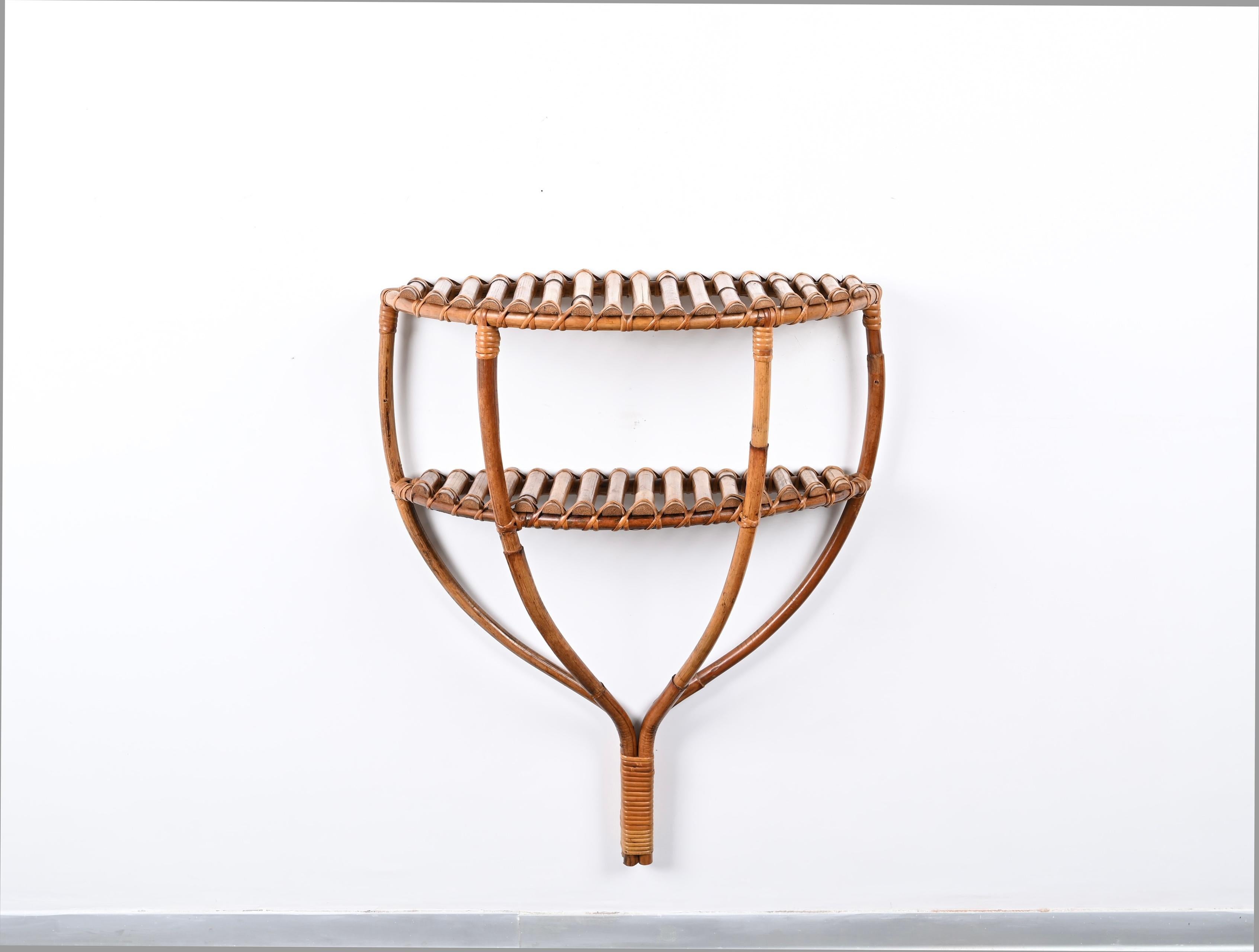 Midcentury Bamboo and Rattan Console Table, Olaf Von Bohr, Italy, 1960s 6