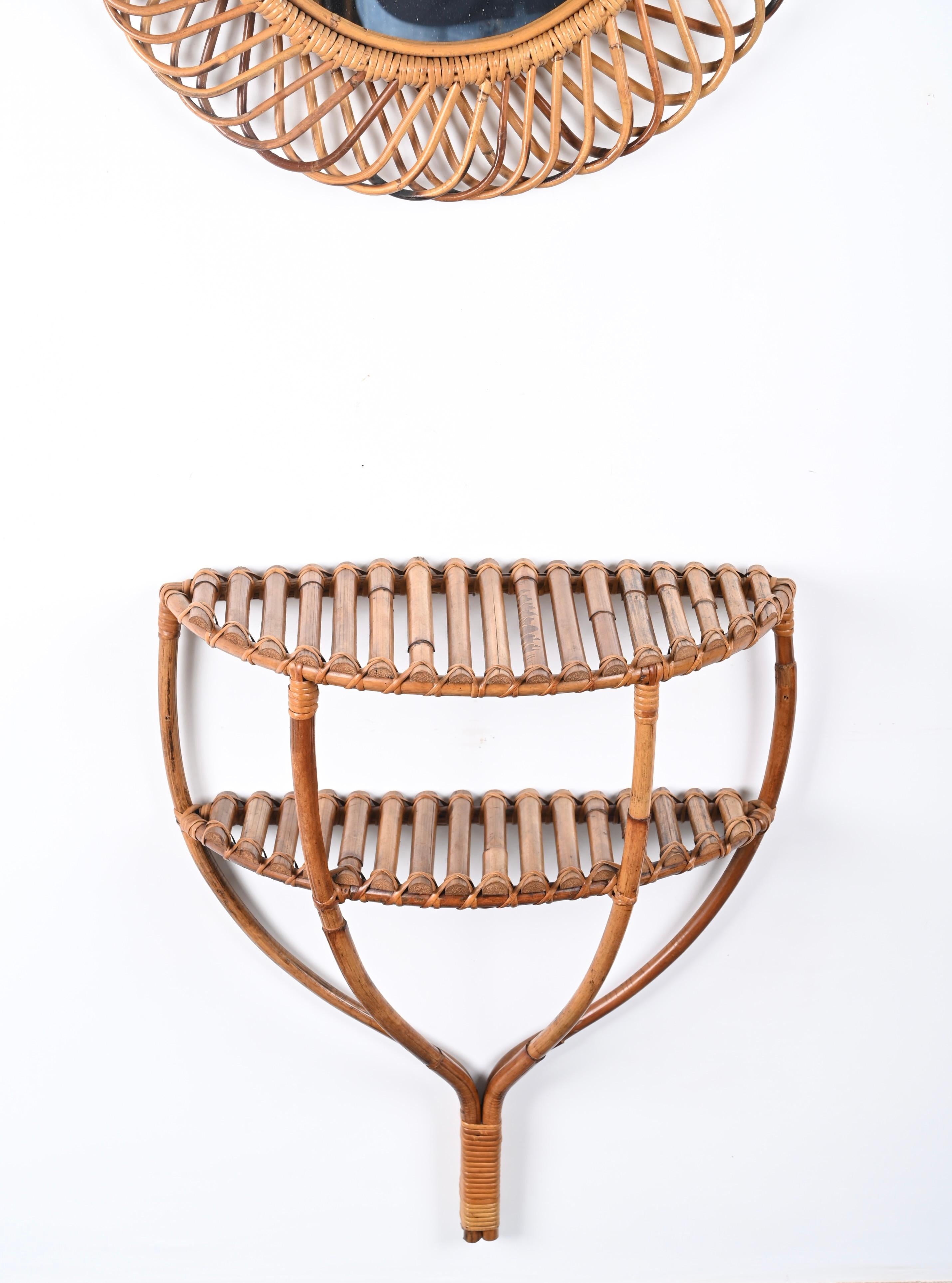 Midcentury Bamboo and Rattan Console Table, Olaf Von Bohr, Italy, 1960s 7
