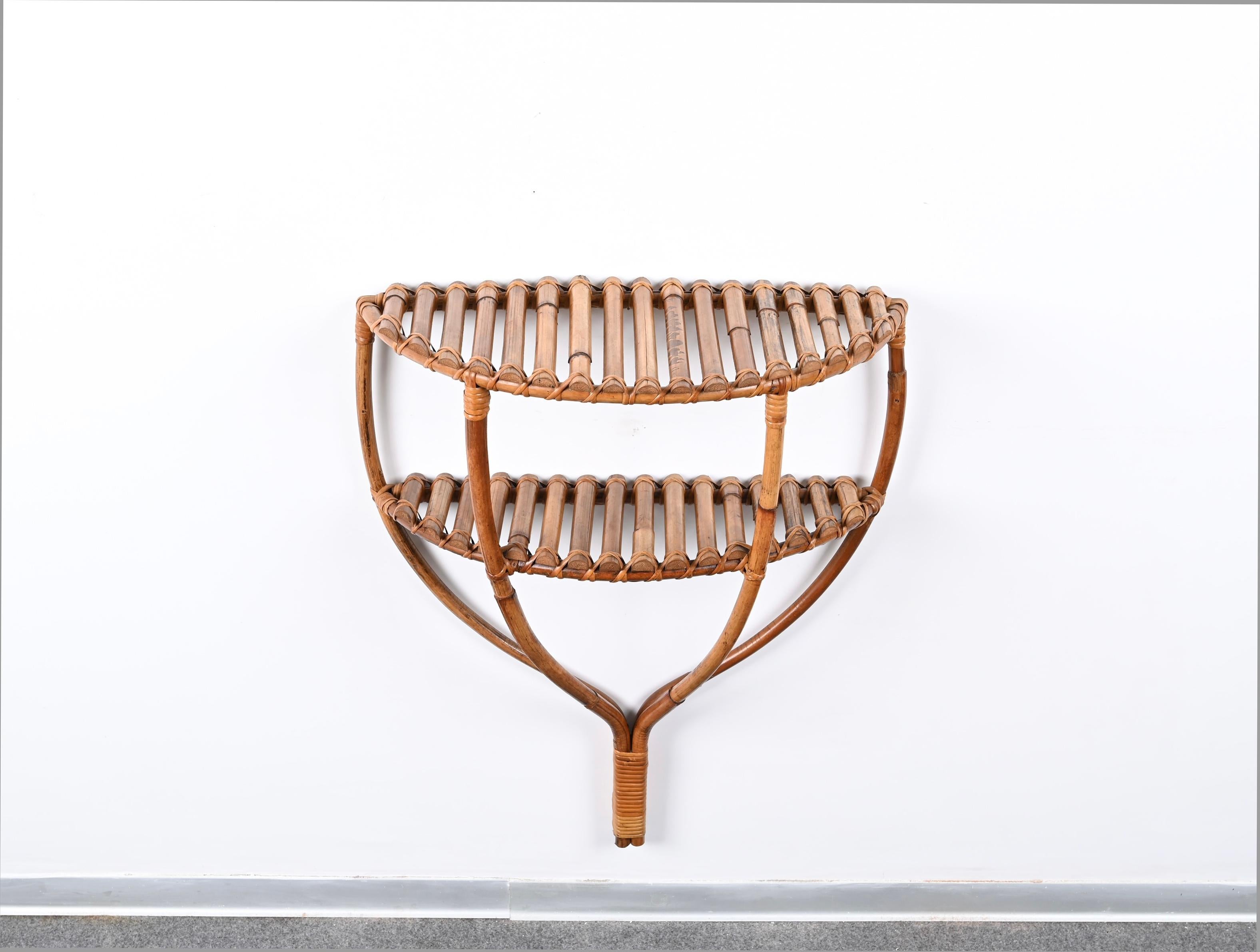 Midcentury Bamboo and Rattan Console Table, Olaf Von Bohr, Italy, 1960s 8