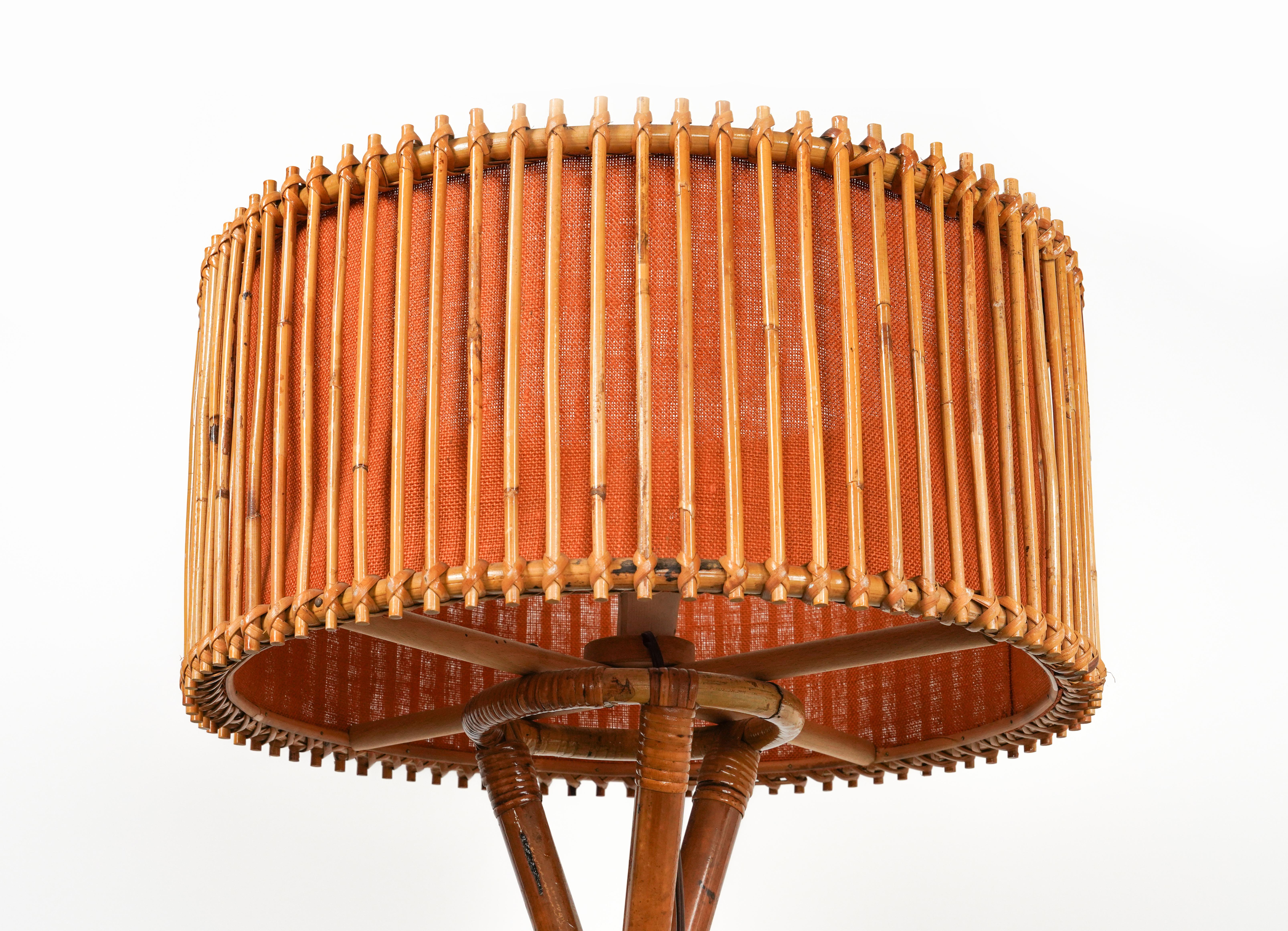 Midcentury Bamboo and Rattan Floor Lamp Franco Albini Style, Italy 1960s For Sale 5