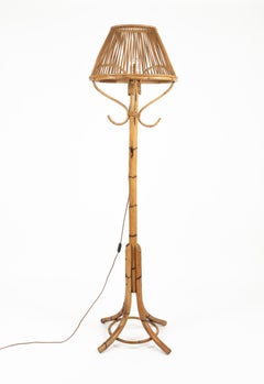 Stehlampe aus Bambus und Rattan aus der Mitte des Jahrhunderts im Franco Albini-Stil, Italien 1960er Jahre