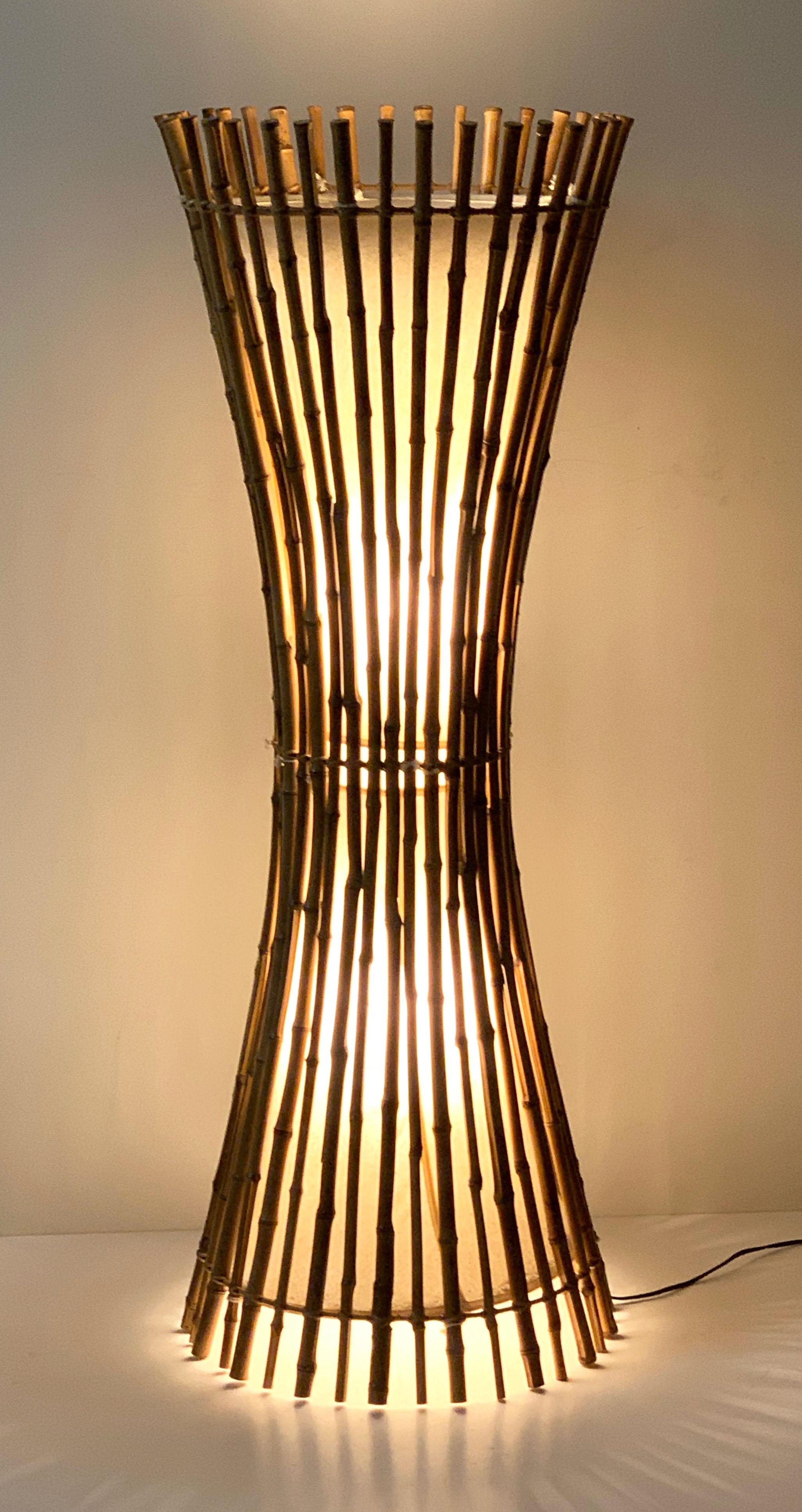 Midcentury Bamboo and Rattan Italian Floor Lamp after Franco Albini, 1960s For Sale 5