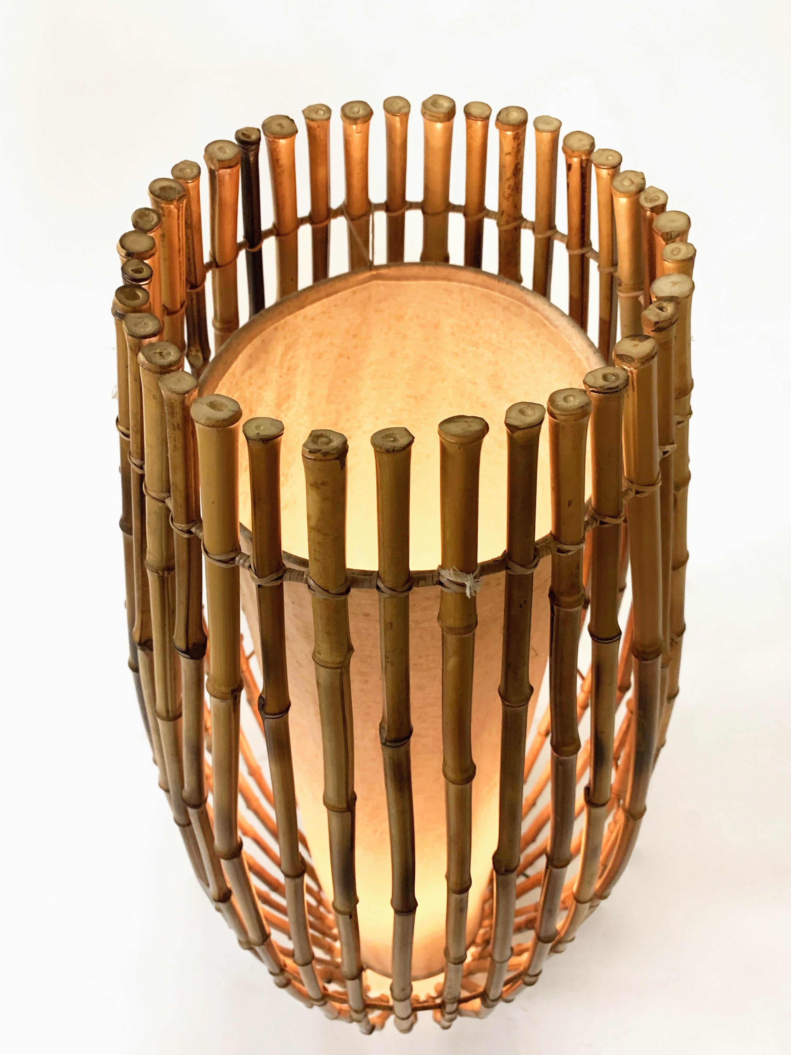 Midcentury Bamboo and Rattan Italian Floor Lamp after Franco Albini, 1960s 2
